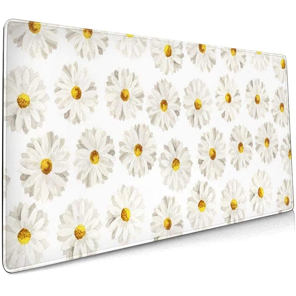 Weled Extended Large Mouse Pad Computer Keyboard Mouse Pad White Camomile Daisy