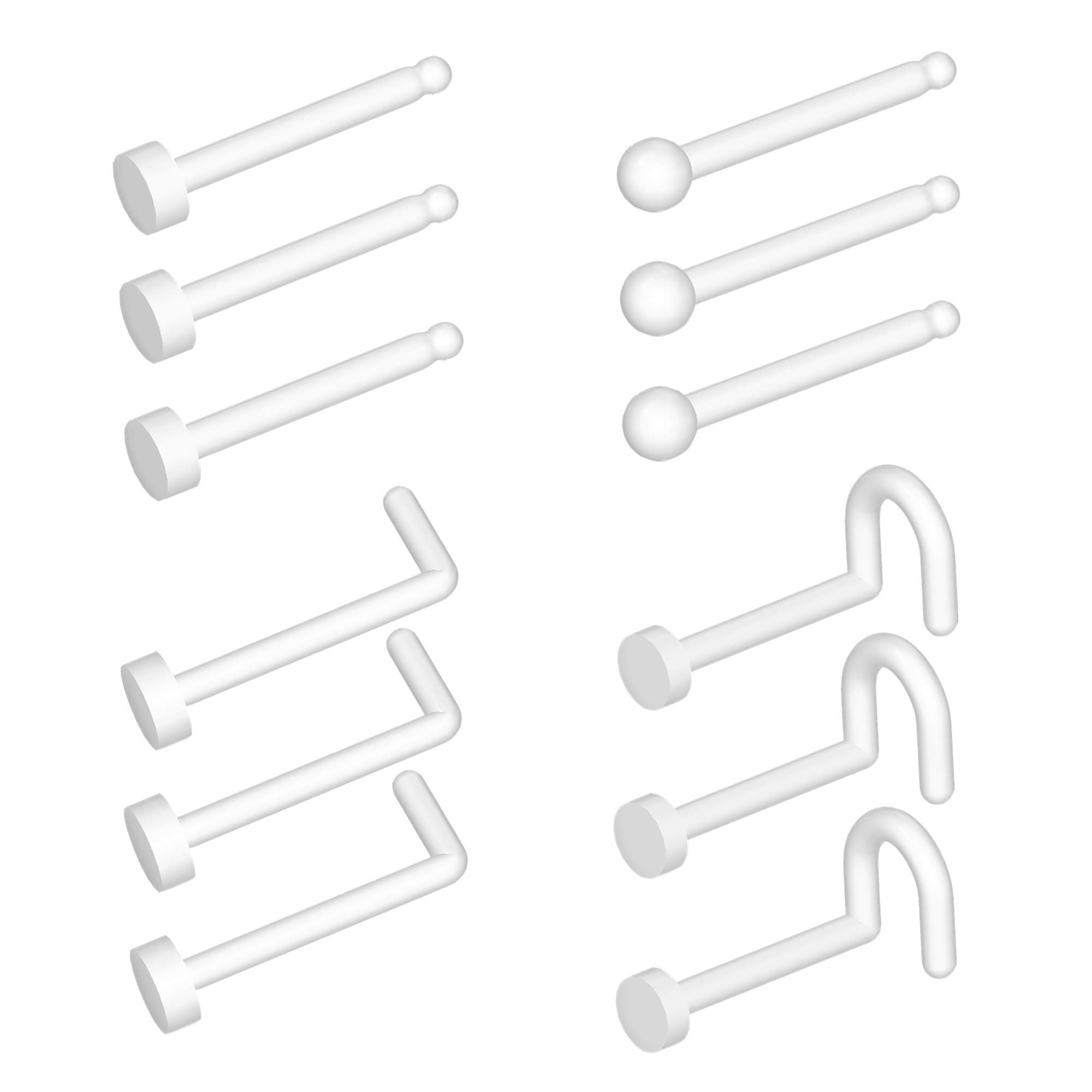 Clear Nose Ring Bioflex Nose Rings Studs L Shaped Corkscrew Nose Rings Body Piercing Jewelry for Women Men Nose Piercings Nose Stud Nose Piercing Men's Body Piercing Retainers