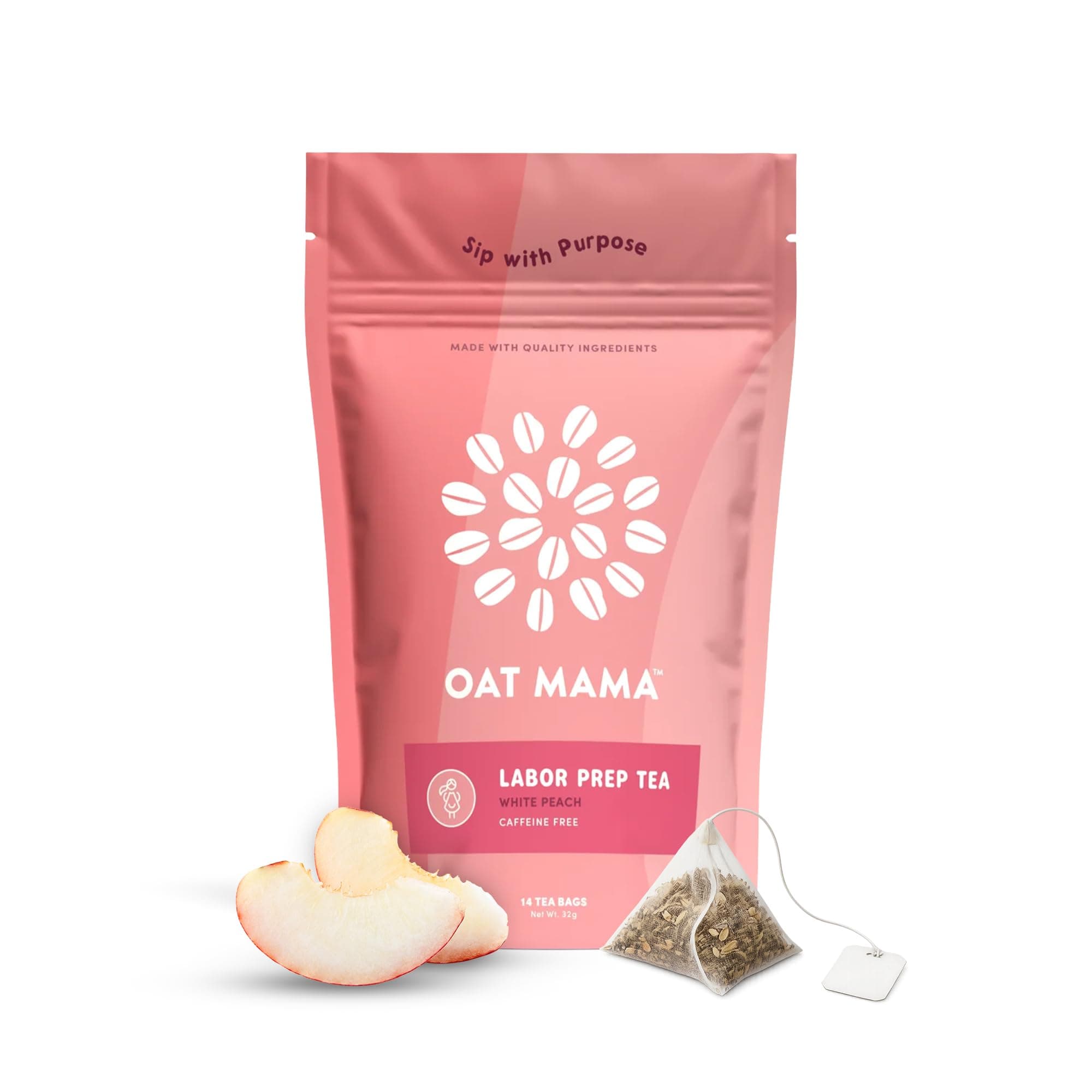 Flavored Labor Prep Tea for Third Trimester Pregnancy Support - Sweet White Peach Flavor | Organic Prenatal Support - Prepare Body & Mind for Smooth, Efficient Labor & Delivery