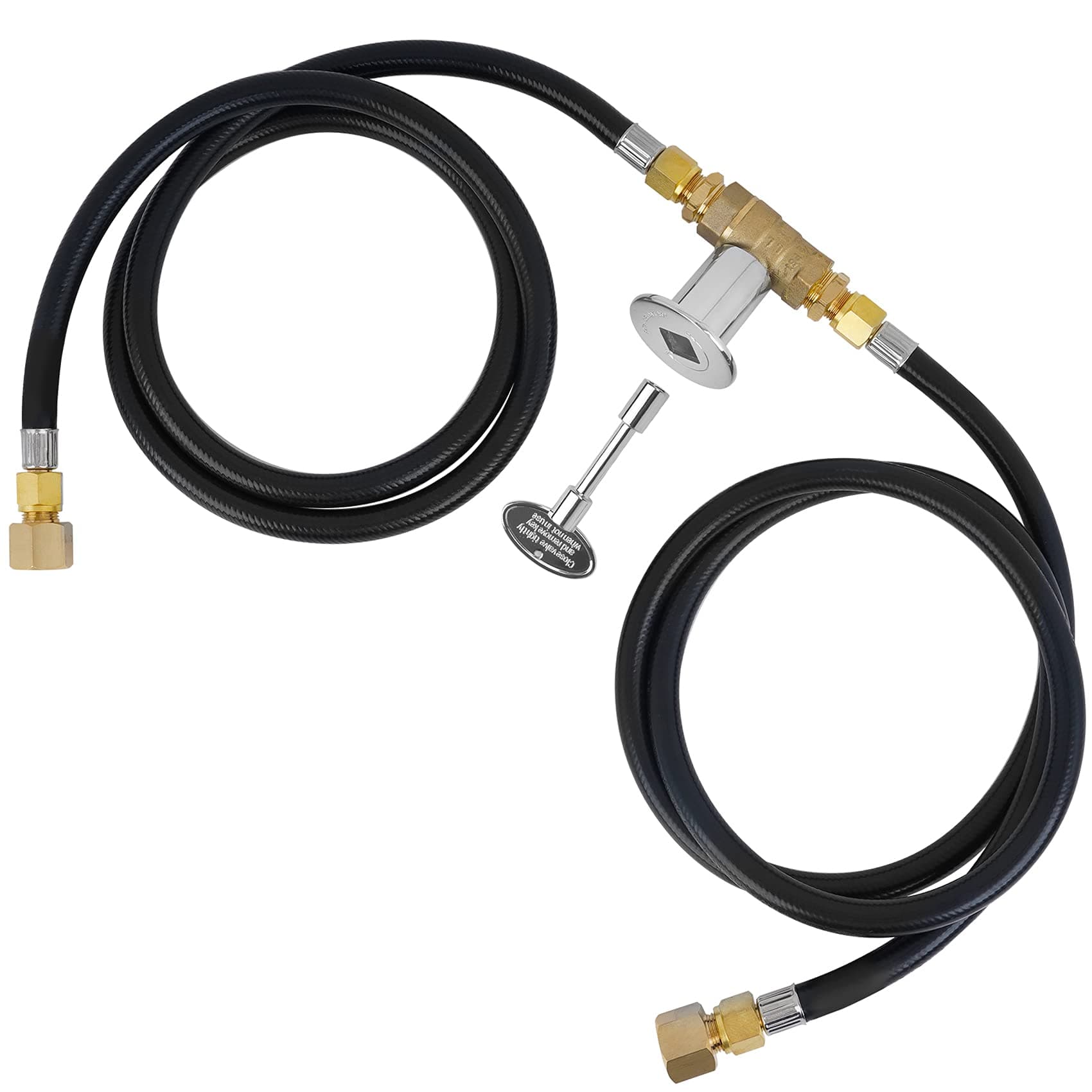 Natural Gas Connection Hose, Complete NG Fire Pit Installation Kit from Burner to Natural Gas, Includes 1/2" Control Valve Key Set, 2 PCS 60" Connect Hoses