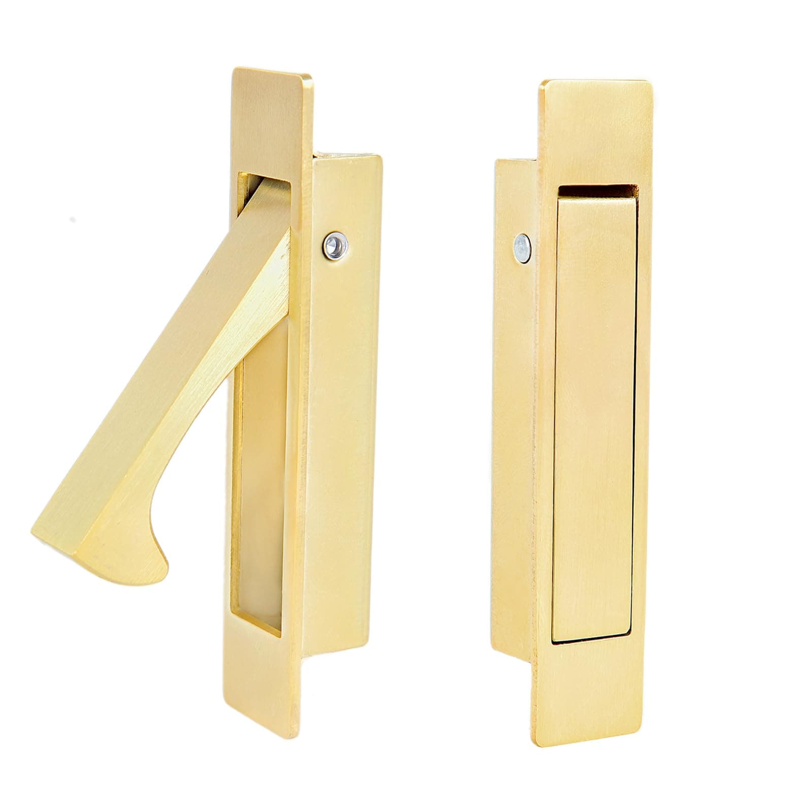 Dontay Pocket Door Pull Handle, Edge Pull, Professional Stainless Steel 304, Flush Mount Door Pull for Pocket Sliding Door (Satin Brass, 1)