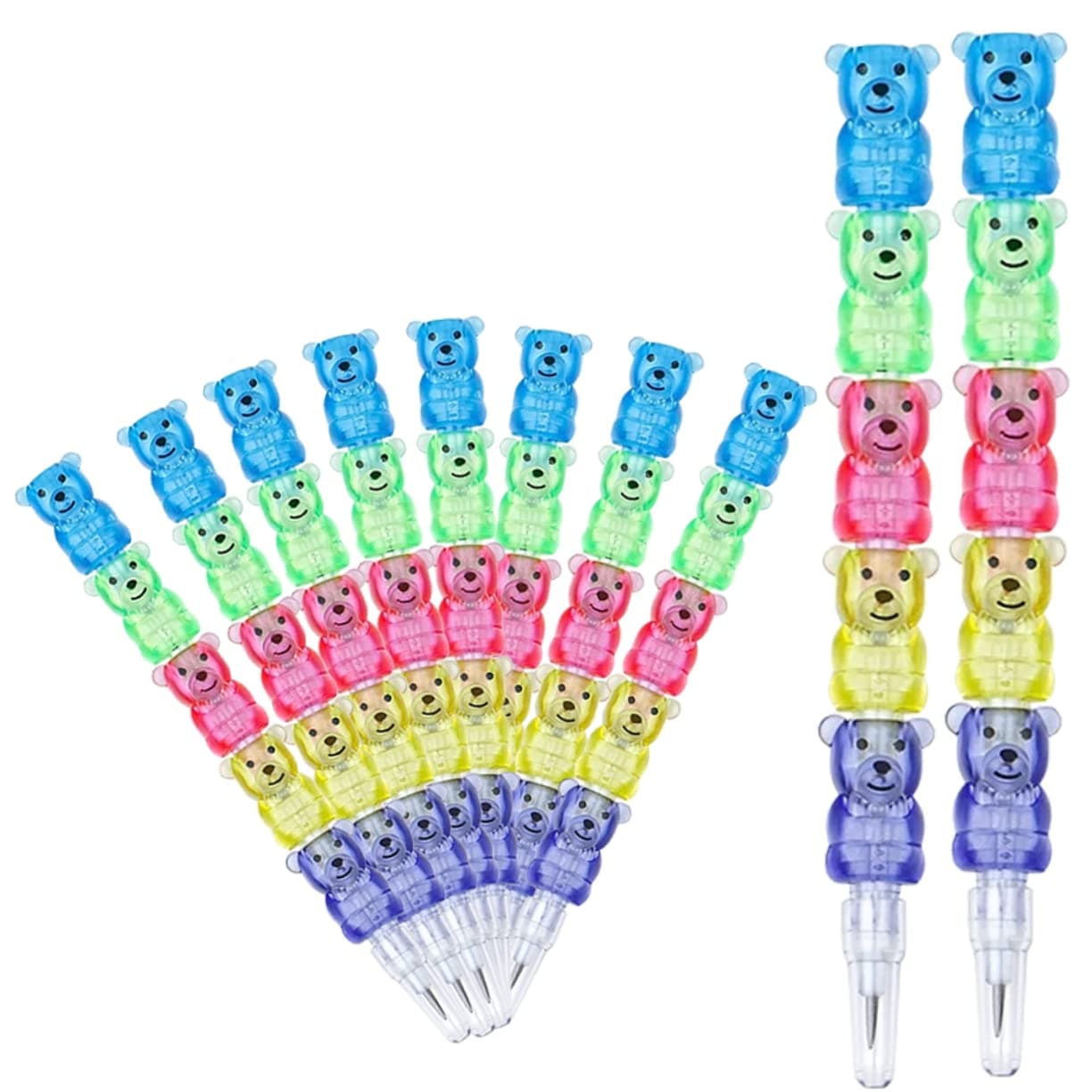 Bear Stacking Pencils 15pcs Bear Building Block Building Blocks Stacking Cute Cartoon Colored Buildable Birthday Animal Party Favors Stackable Bear Pencils