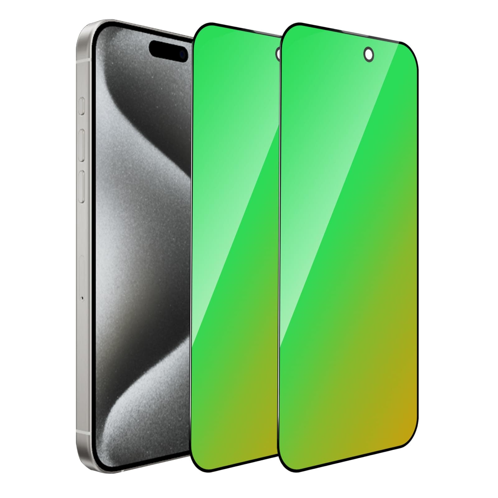 2 Pack for iPhone 15 pro max Privacy Screen Protector Tempered Glass for 15 pro max 6.7inch Gradient Green Anti Spy Anti Blue Light Full Coverage Easy Installation Bubble Free