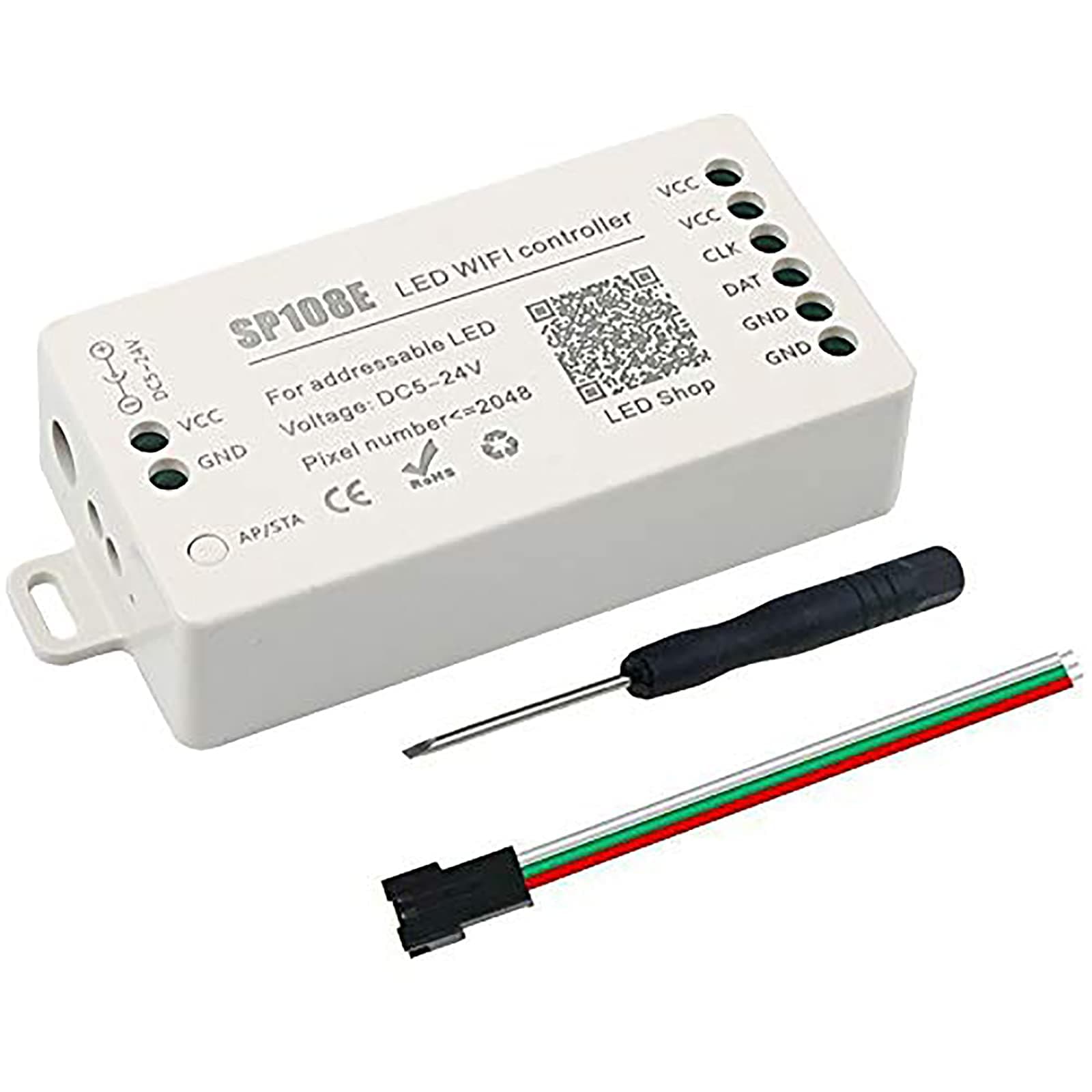 RGBZONE SP108E WiFi LED Controller, Smart APP Control, DC5V/12V/24V WS2812B WS2811 WS2815 WS2801 SK6812-RGBW WS2813 SK9822 etc Almost LED Strip Module Light