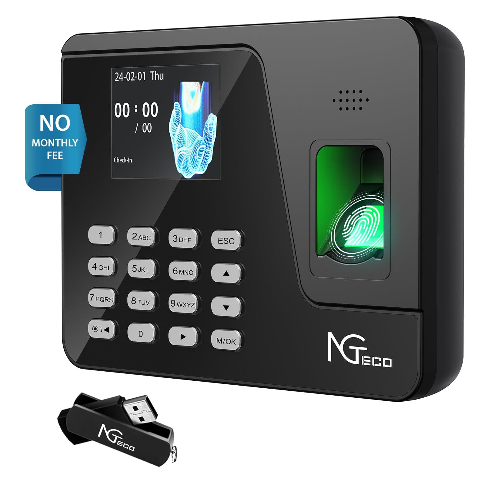 NGTeco AS10 Time Clock Black