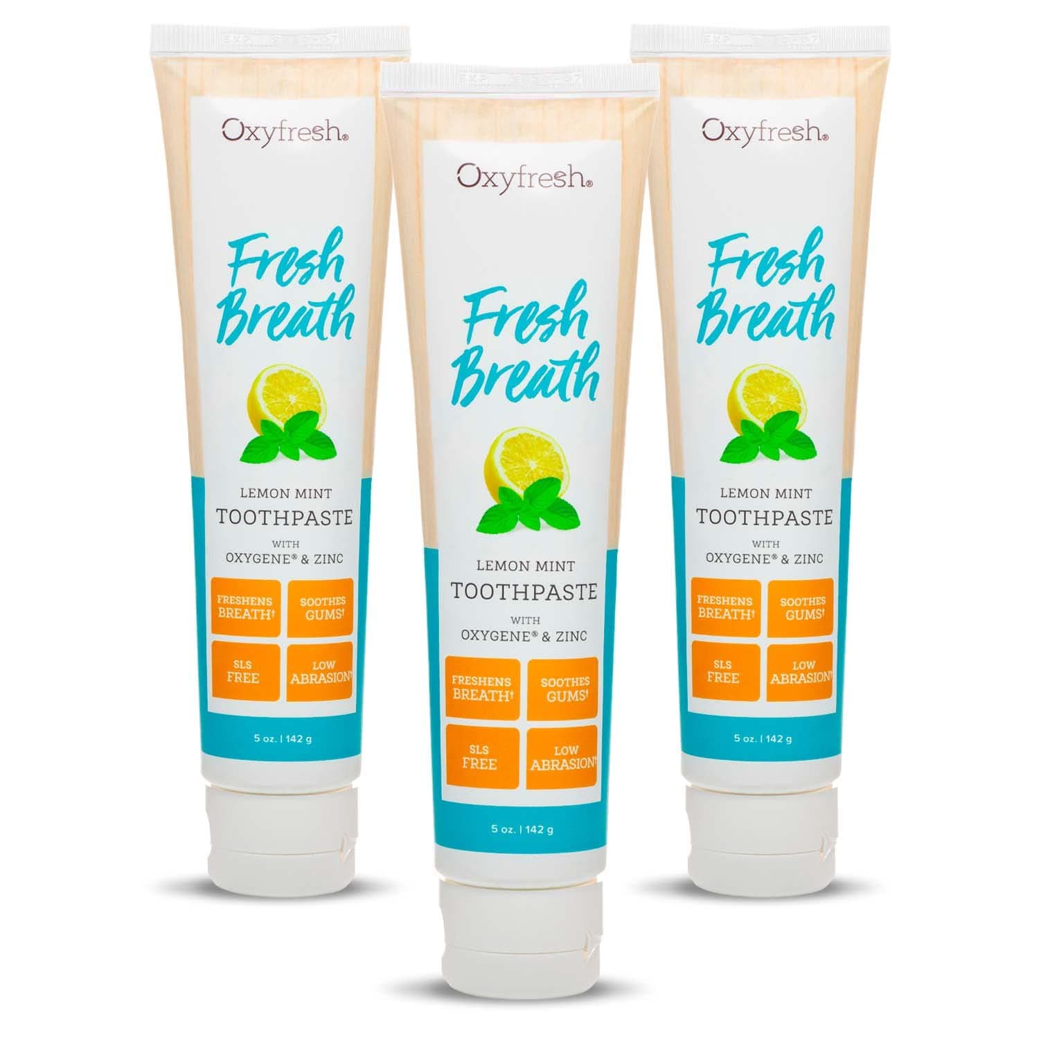 Maximum Fresh Breath Lemon Mint Toothpaste - Clean Teeth & Fresh Breath - Natural Essential Oils & Natural Xylitol to Help Fight Tartar - SLS & Fluoride Free - 5 oz (Pack of 3)