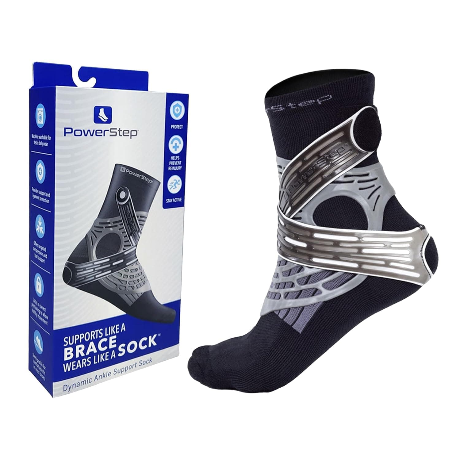 Dynamic Ankle Support Sock, Ankle Brace and Ankle Compression Sock, for Flexibility, Ankle Support and Injury Prevention, Pain Relief, Unisex (Left Medium, Men's 7-9.5, Women's 8-10.5)