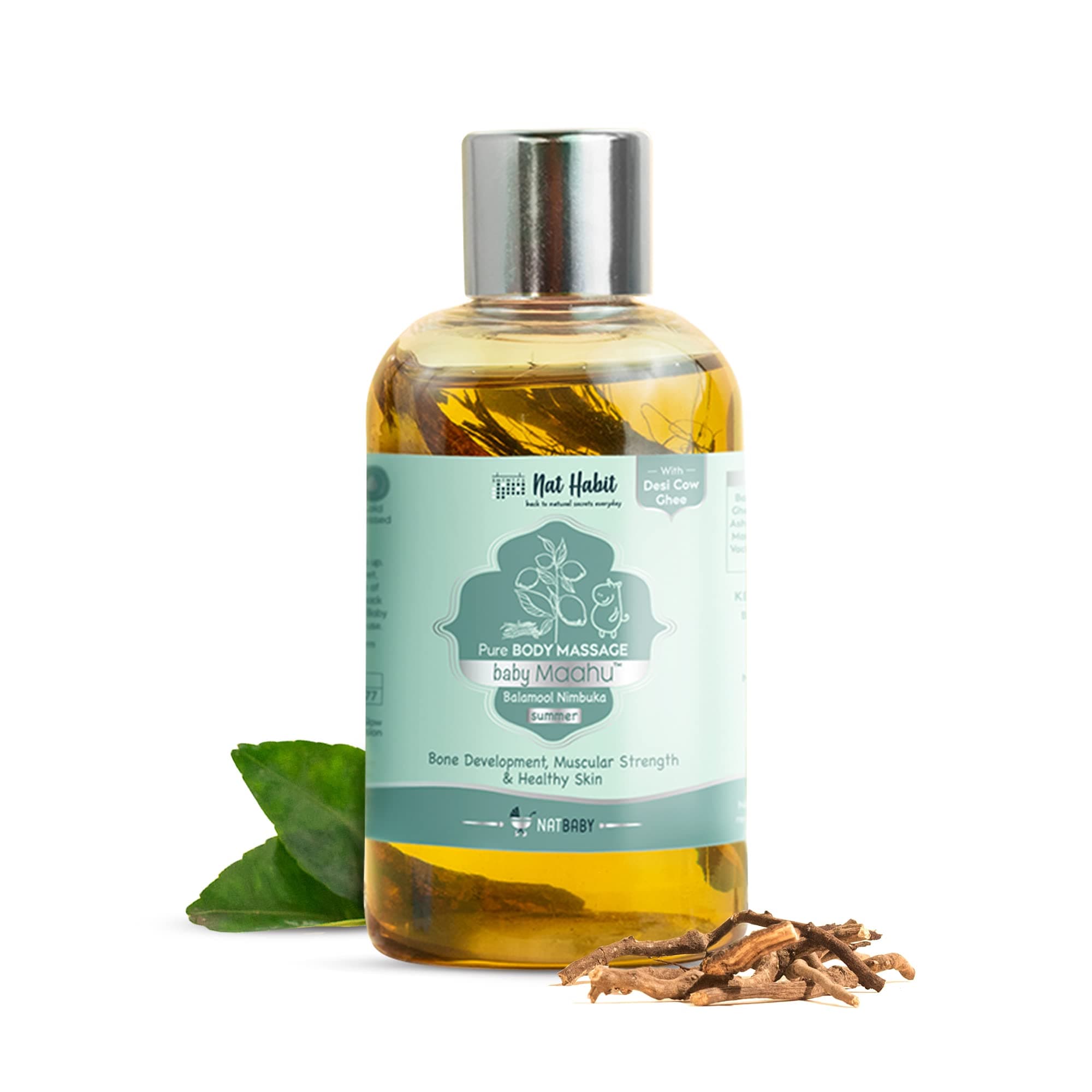 Baby Massage Oil Summer Maahu Balamool Nimbuka For Bone Development, Muscular Strength & Healthy Skin - Suitable For Ages 0 to 12 years - Zero Chemicals & Preservatives - 100ml