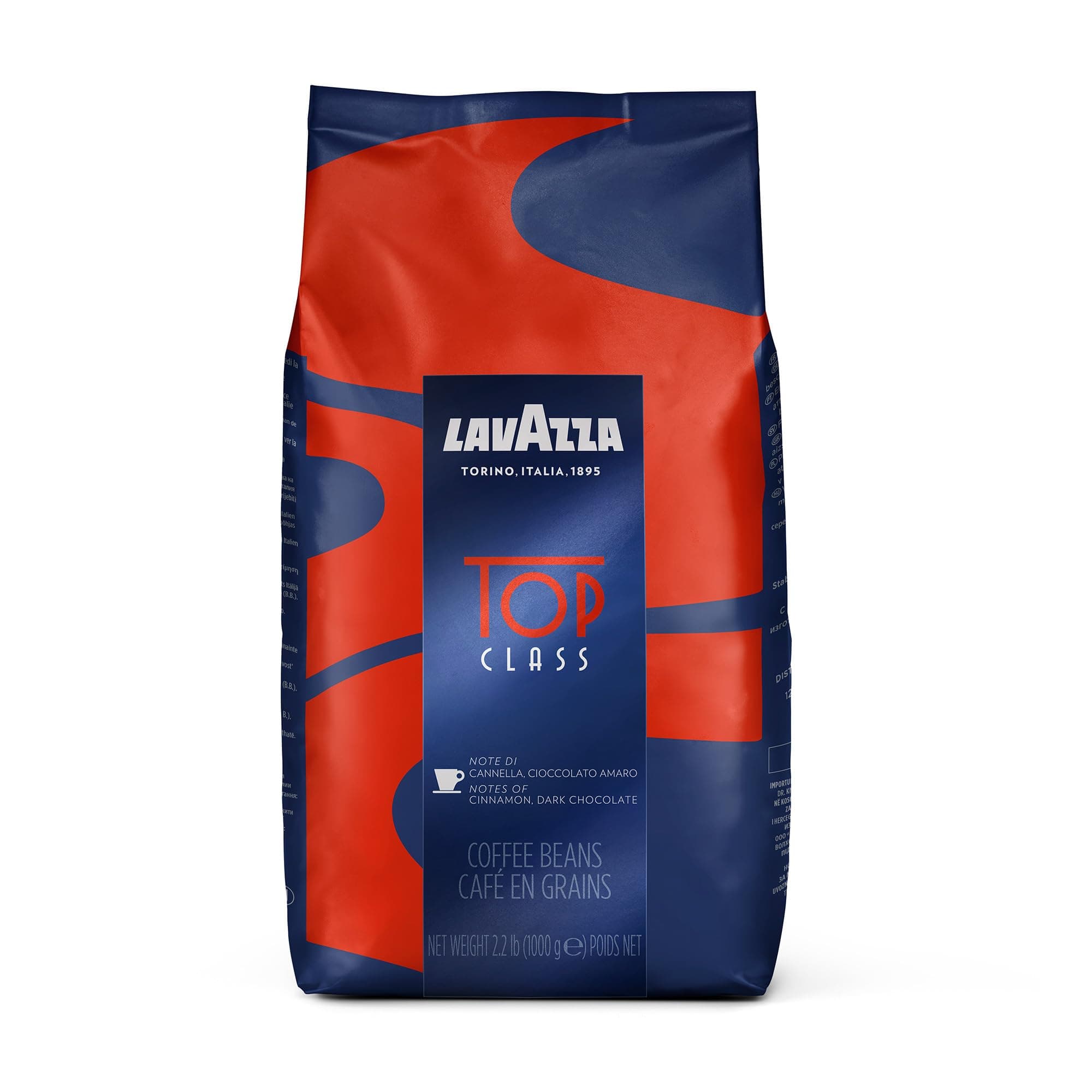Lavazza Top Class Whole Bean Coffee Blend, Medium Espresso Roast Bag, 2.2 Pound (Pack of 1), Authentic Italian, Blended and roasted in Italy, Full bodied with smooth and balanced flavor