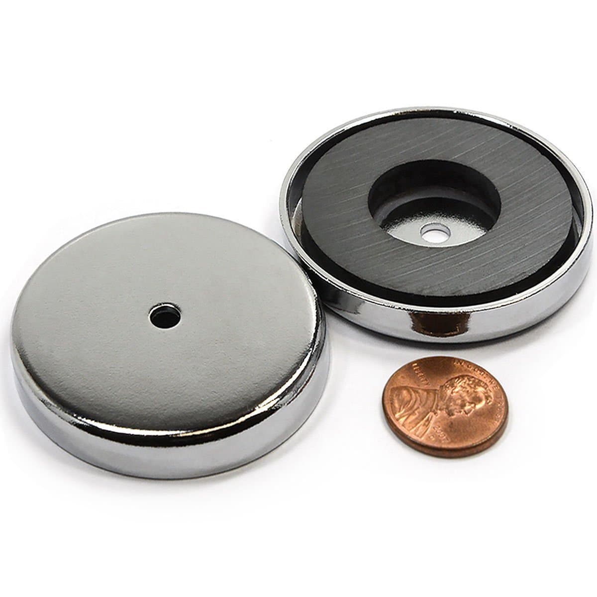 CMS magnetics Powerful Cup Magnets 100 LB Pull Power Mounting Magnets in Large 3.2" Diameter w/Countersunk Hole Pot Magnets RB80 3 Pieces