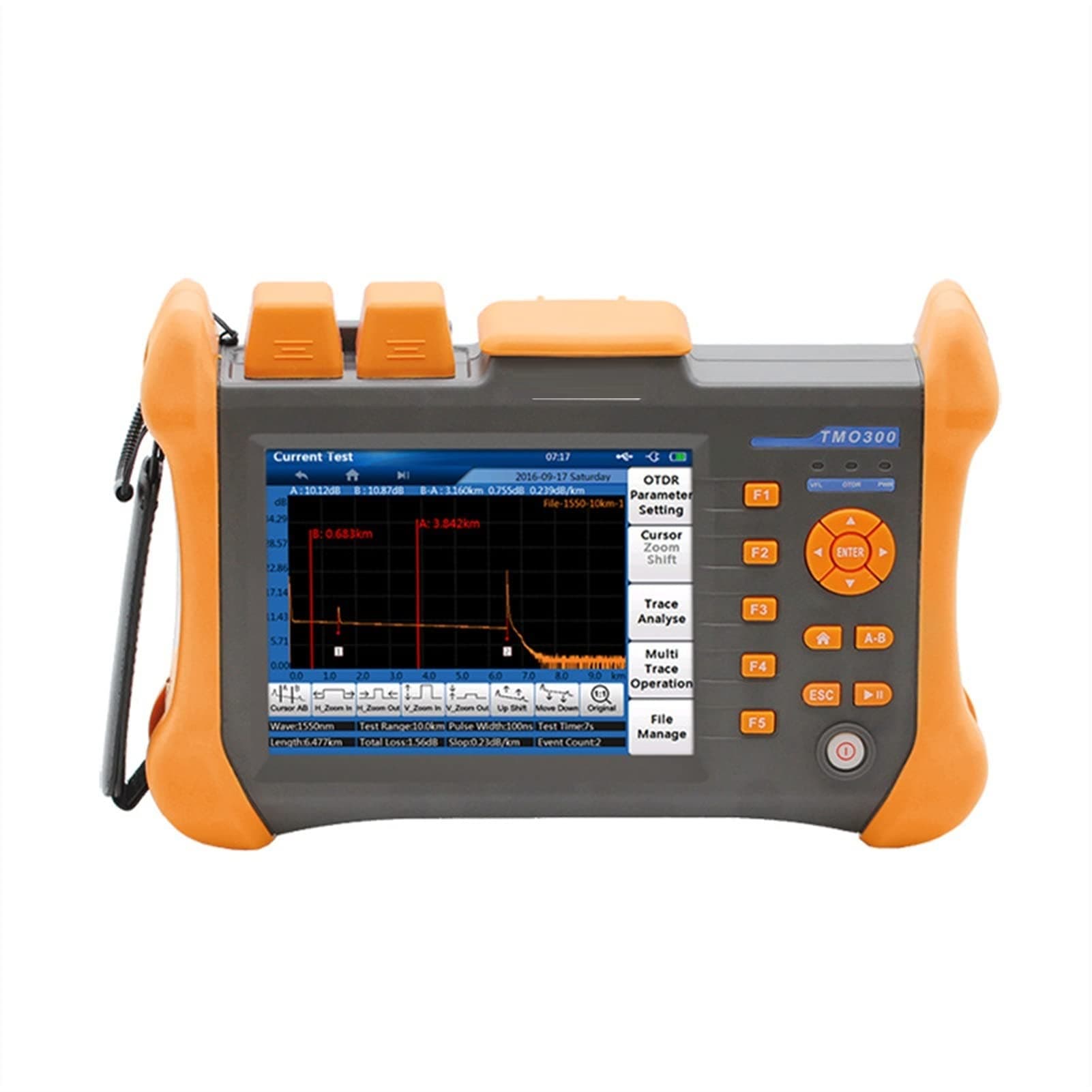 OTDR Multi-Function Fiber Optic Tester Optical Fiber Cable Fault Breakpoint Length Loss Detection Optical Fiber Tester OTDR Optical Time Domain Reflectometer Suitable for Long Time Field Work