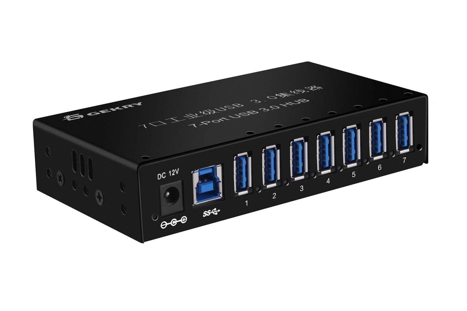 USB 3.0 Hub, USB Data Hub, Metal Case Mountable 7-Port Powered USB Hub 3.0 with 36W AC Adapter-Type A