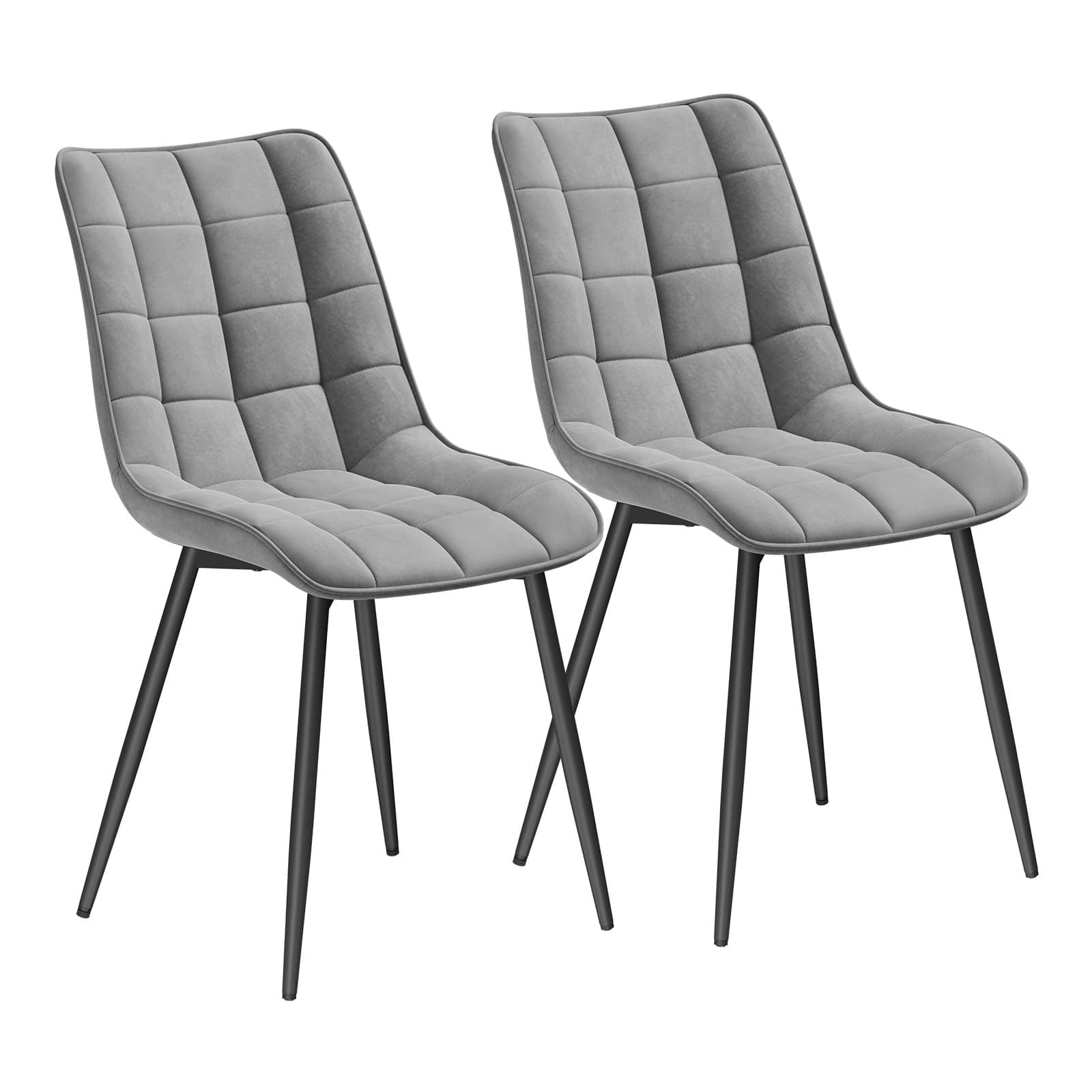 Dining Chairs Set of 2, Accent Chairs for Kitchen/Dining Room/Bedroom/Reception Room with Backrest and Upholstered Seat, Velvet, Light Grey, BH142hgr-2