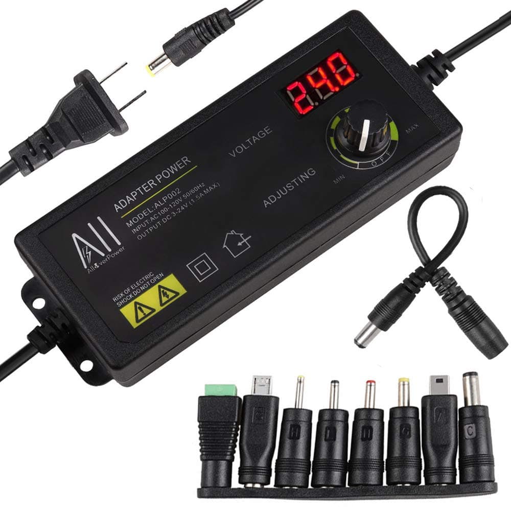 Adjustable DC Power Supply Kit Adapter Speed Control Volt Display with Variable 8 Plugs