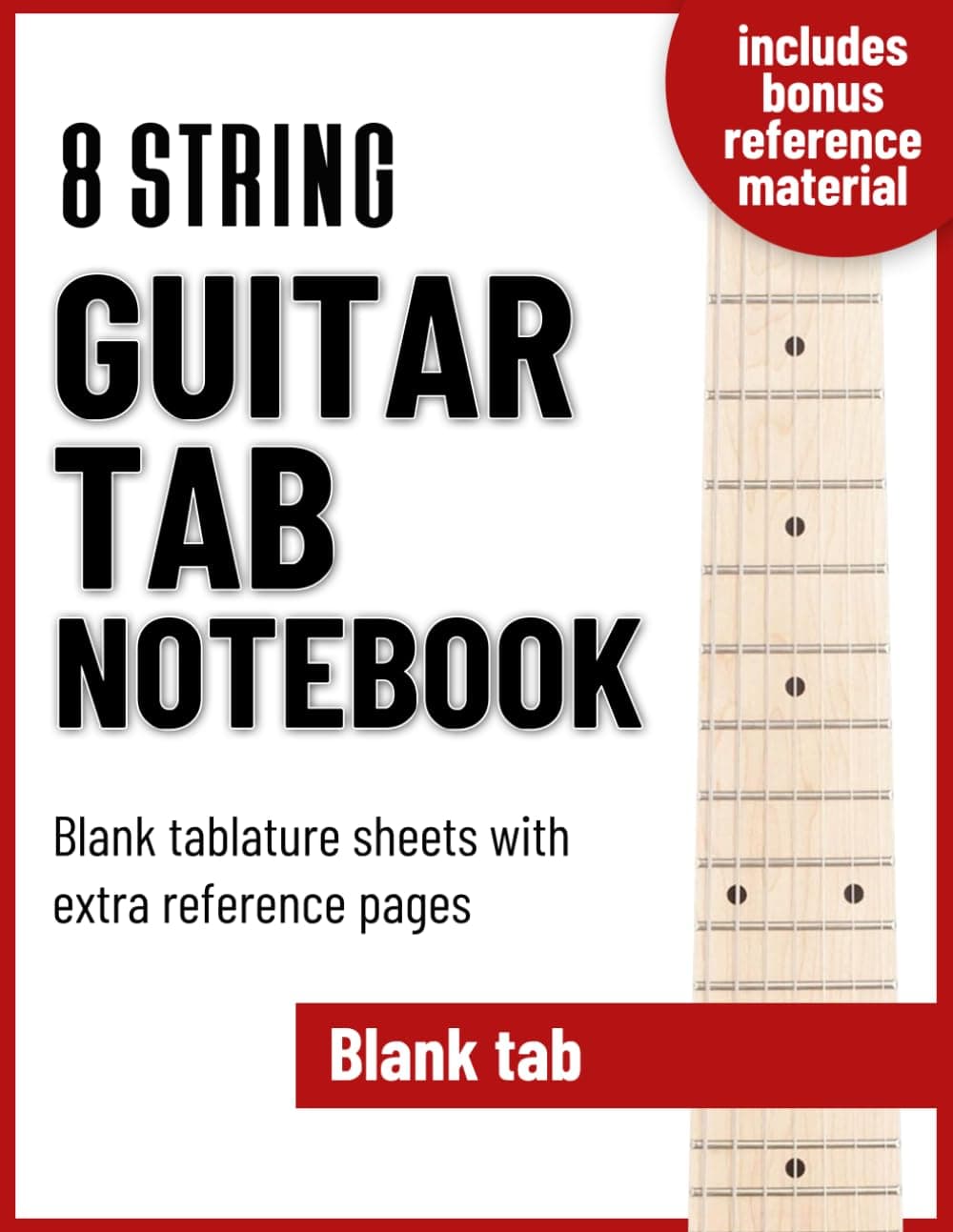 8 string Guitar Tab blank notebook with index and blank chord-box pages: Tablature manuscript paper for eight stringed instruments includes circle of fifths and scales reference (Blank Music Paper) Paperback – 12 Feb. 2023