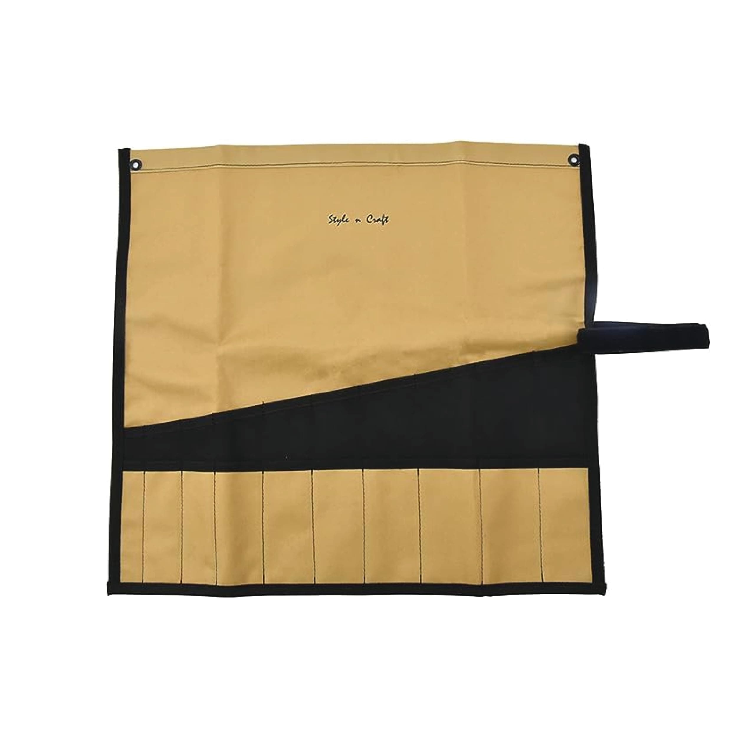 Style n Craft 20-Pocket Chisel and Tool Roll Pouch, Heavy-Duty 600D Polyester Tool Pouch, Khaki and Black (76508)