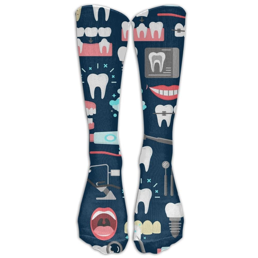 PHCDGDD Dental Seamless Pattern (1) Graduated Compression Socks For Men & Women Best Stockings For Nurses, Travel, Running, Maternity Pregnancy