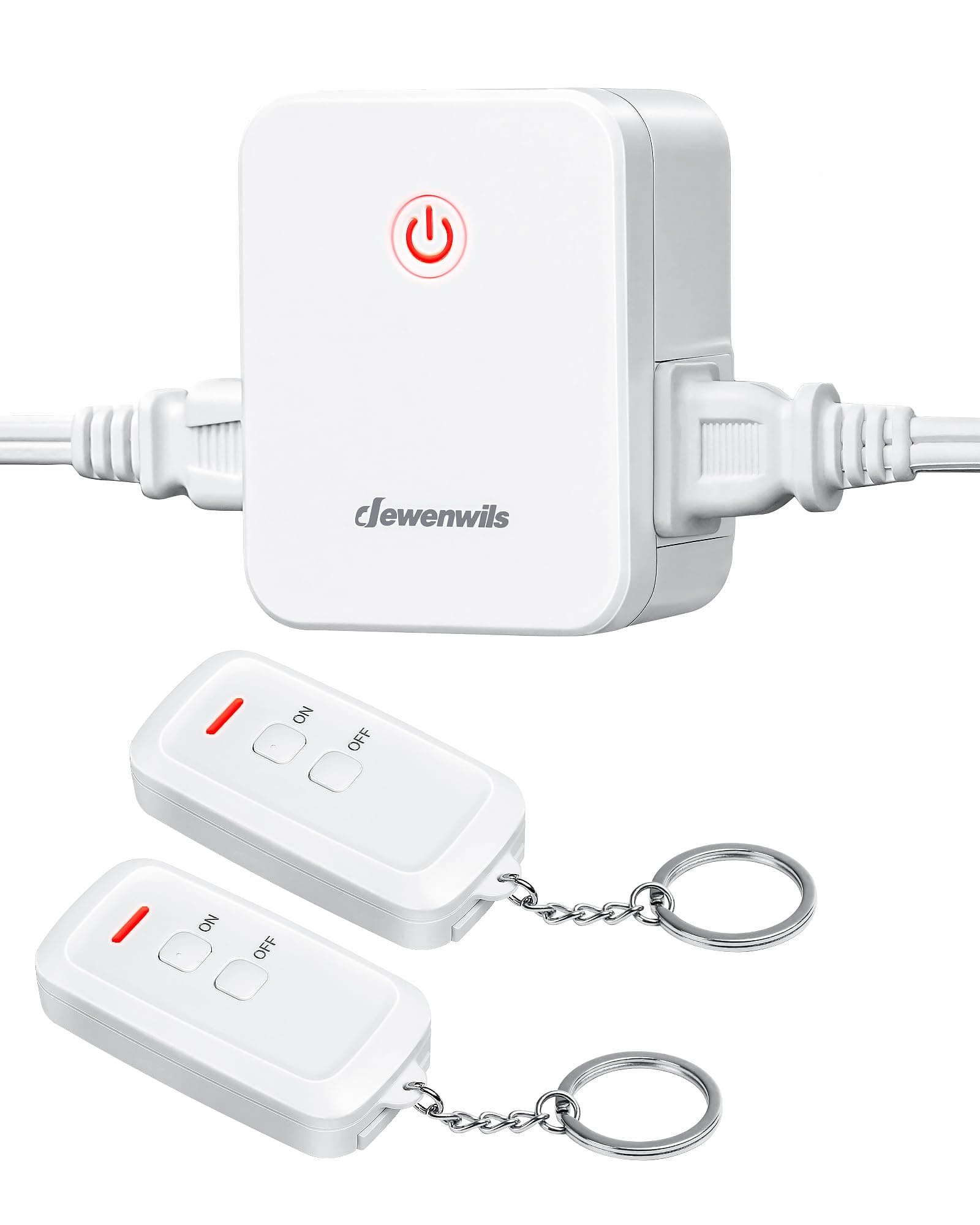 DEWENWILS 2 Side Outlets Remote Control Outlet with 2 Remotes, No Interference Wireless Remote Outlet Light Switch with 2 Outlets, 15A/1875W, 100ft RF Range, Programmable