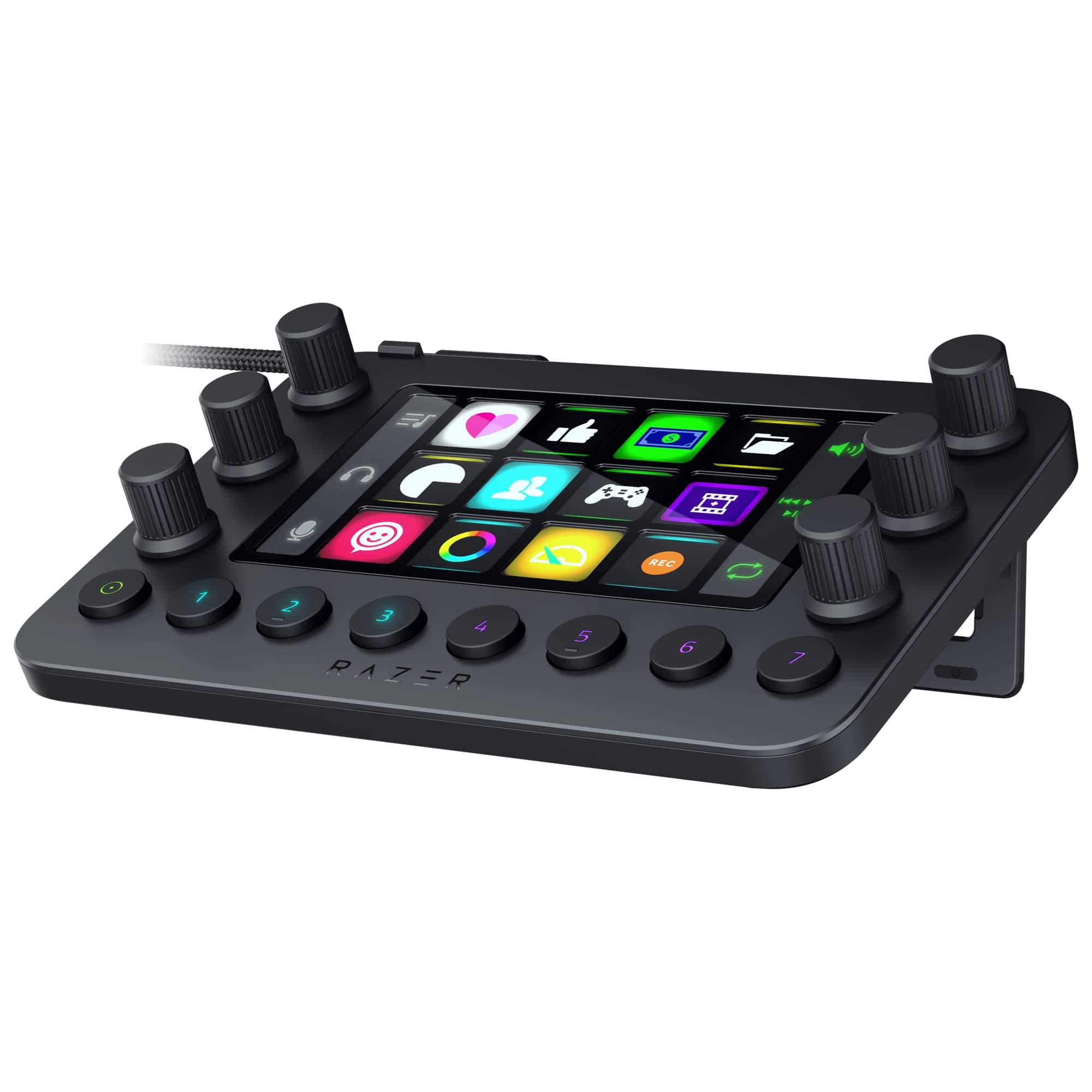 - Stream Controller: All-In-One Keypad for Streaming - 12 Haptic Switchblade Keys - 6 Tactile Analog Dials - 8 Programmable Buttons - Designed for PC & Mac Compatibility
