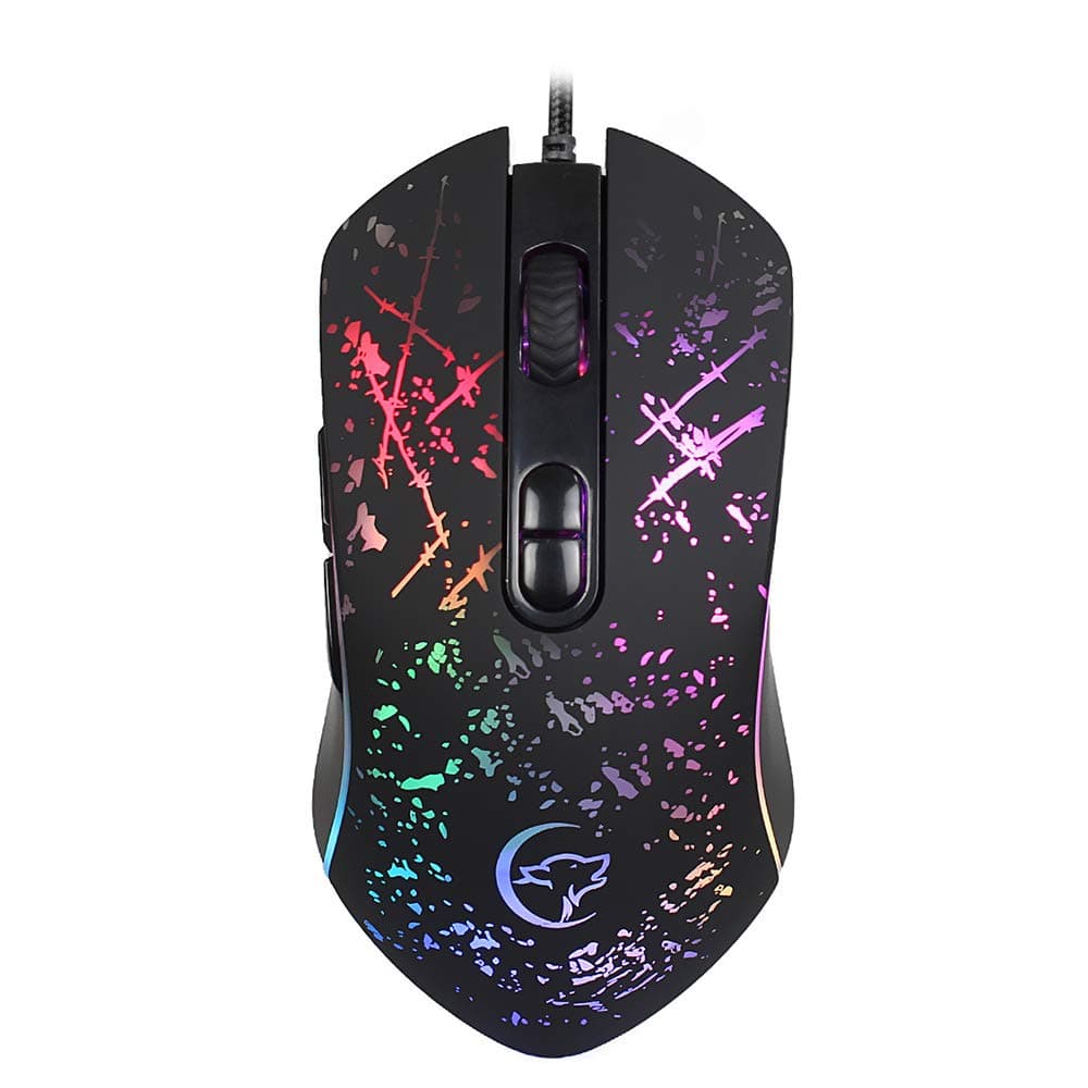Docooler Wired Gaming Mouse Professional Macro Definition Gaming Mice with Adjustable DPI Ergonomic Grip RGB Breathing Light Black