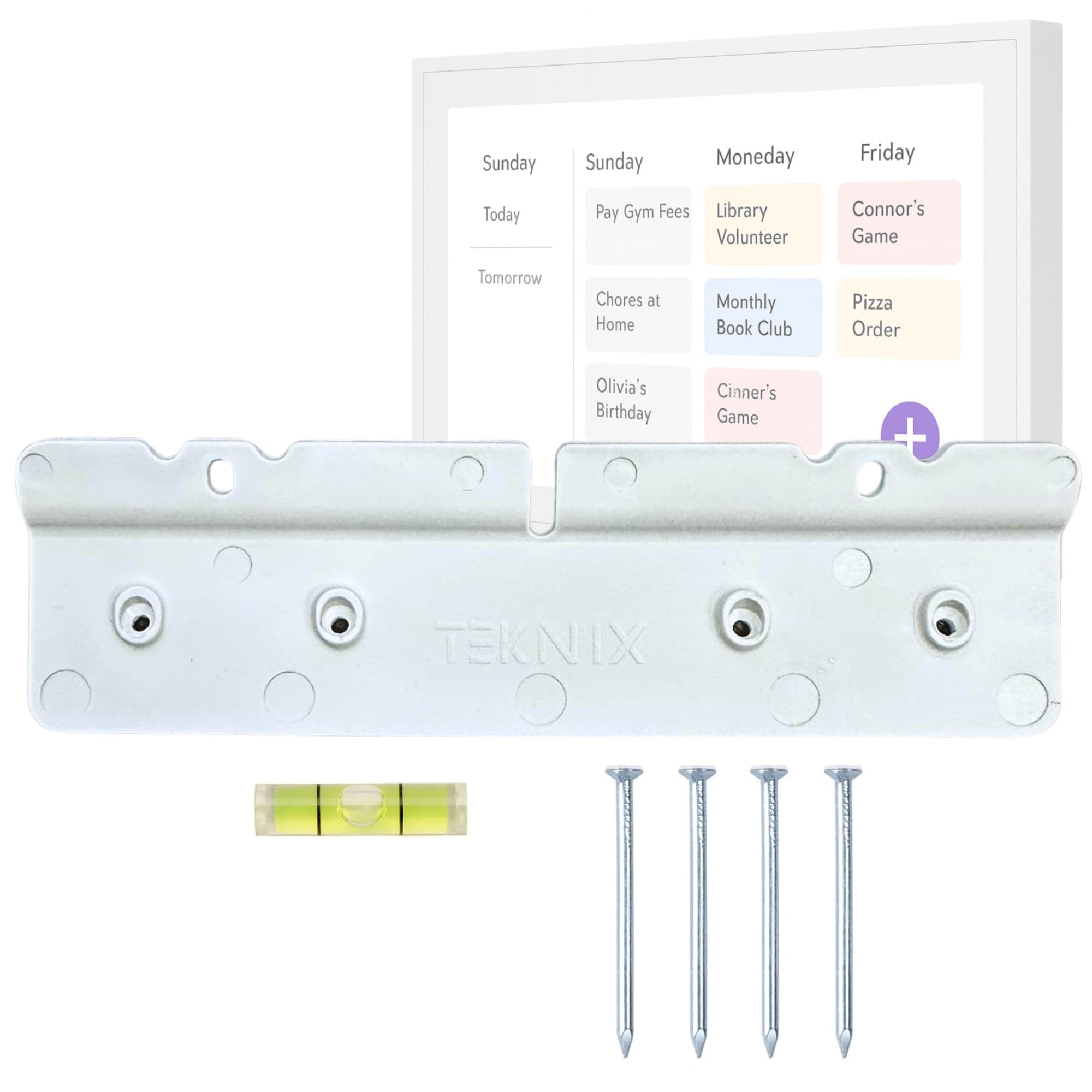 No-Stud, No-Drill Plastic Wall Mount Compatible with Skylight® 15-Inch Calendar (Gen 1 Only) - The Original DIY Install, No Anchors or Screws Needed, Damage-Free, Hammer Install, Hardware Included