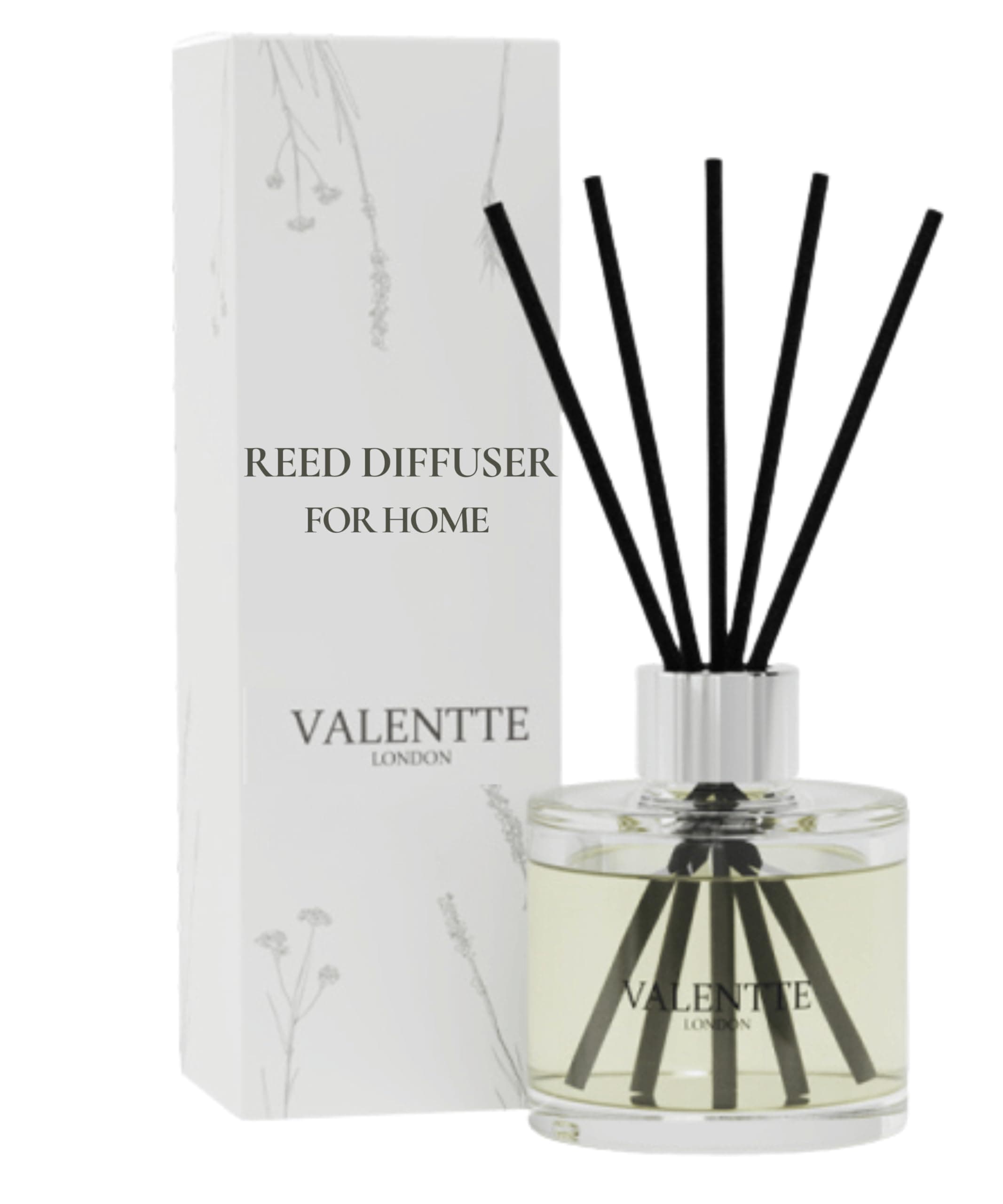 Valentte Reed Diffuser for Home with Sticks, Aromatherapy Essential Oils, Natural Ingredients, Up to 8 Weeks of Fragrance, Made in the UK (White Neroli and Lemon) -
