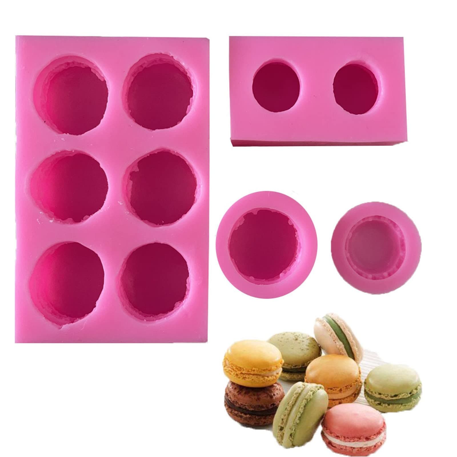 4 Pcs 3D Macaron Silicone Mold Round Macaron Chocolate Candy Fondant Mold Cake Cupcake Decorating