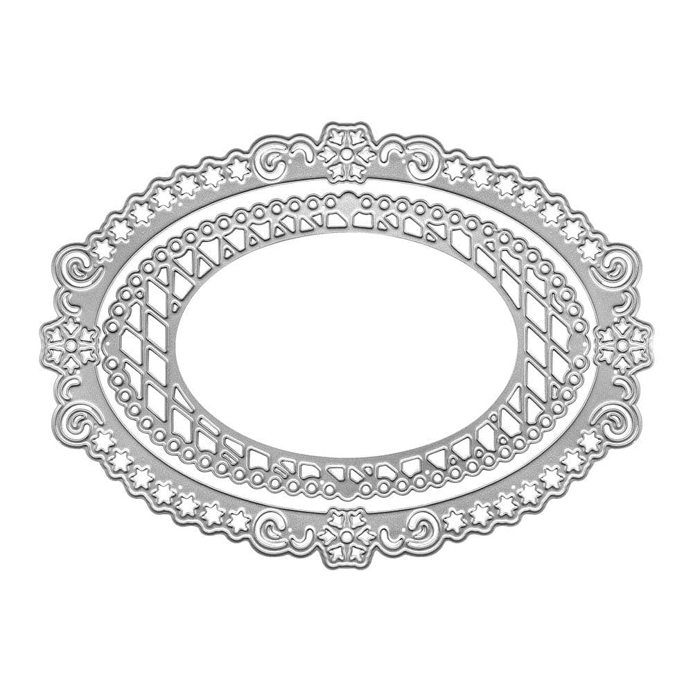 Metal Nested Die Cuts Oval Lace Frame Geometric Pattern Embossing Stencil Cutting Dies for Card Making Scrapbooking Paper Craft Album Stamps DIY Décor