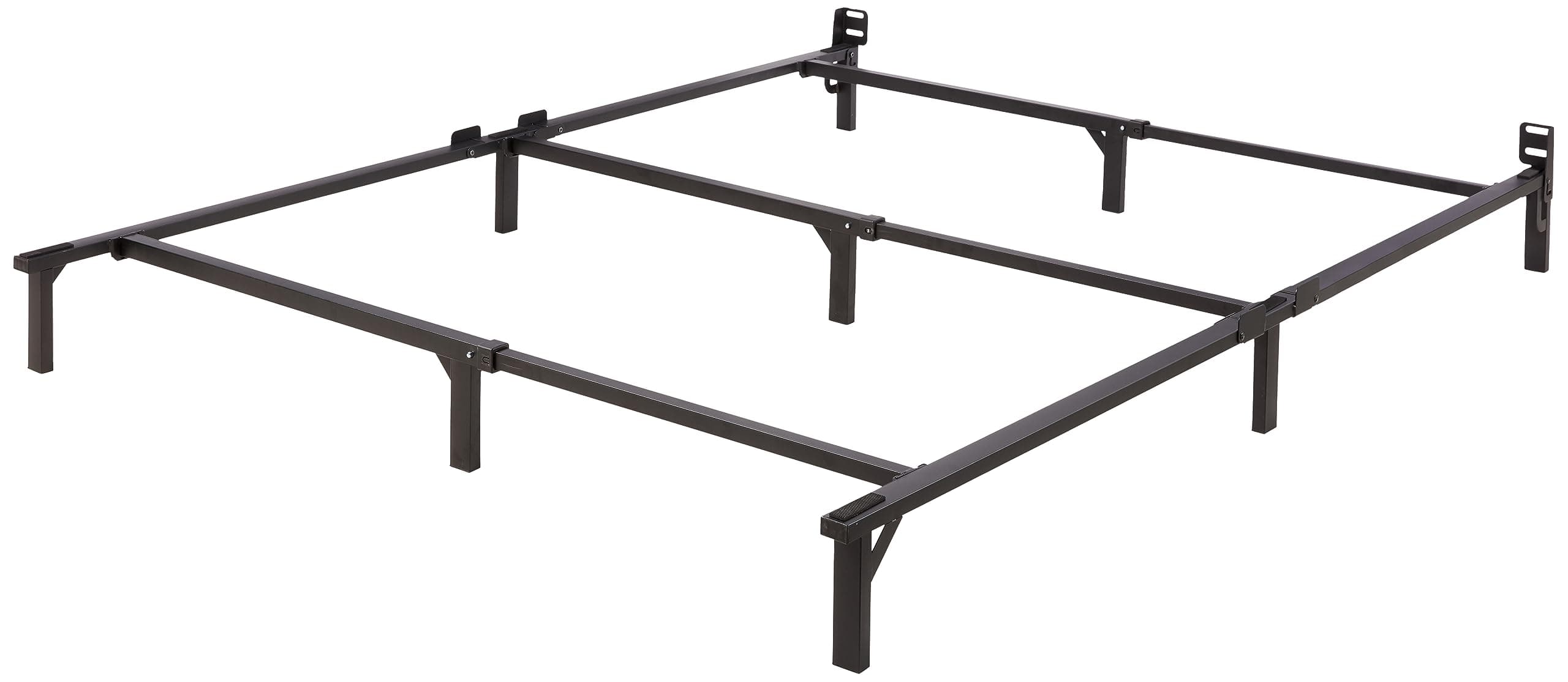 Amazon Basics Metal Bed Frame, 9-Leg Support Base for Box Spring and Mattress, Queen Size, Tool-Free Easy Assembly, 79.5" L x 59.5" W x 7" H, Black