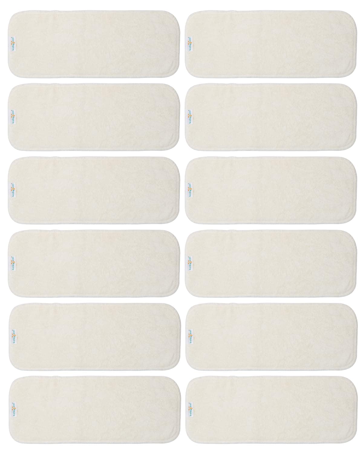 Babygoal Cloth Diaper Inserts 12pcs, 4 Layers Rayon from Bamboo Inserts for Cloth Diapers and Cloth Diapers Covers