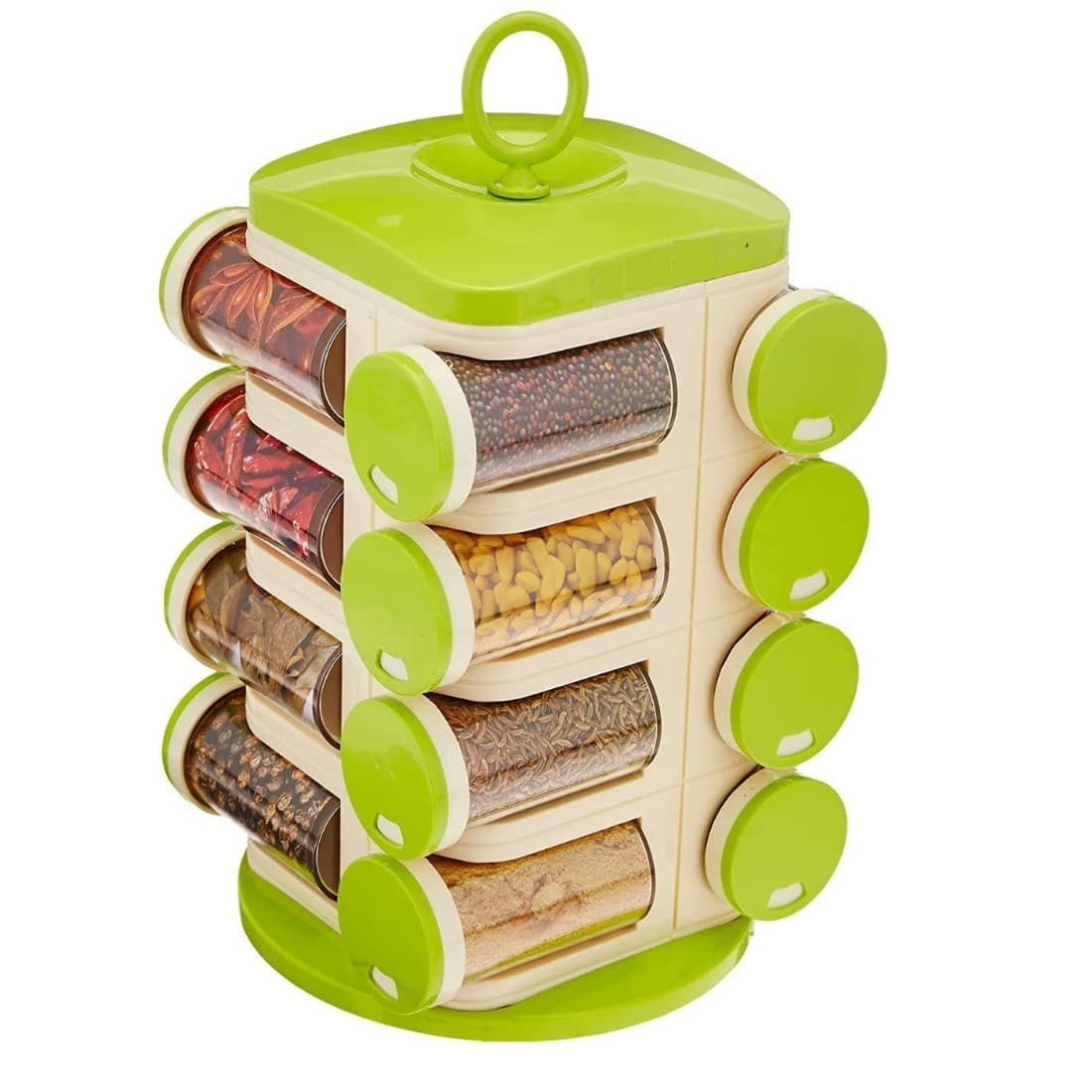 JD FRESHkitchen accessories items masala box for kitchen, kitchen containers set, Spice box for Kitchen, Spice rack set for kitchen storage, Container Set, Color- Green, Plastic