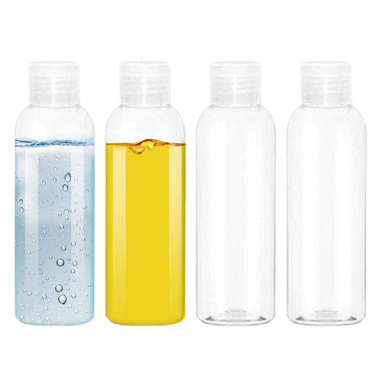 EOPER 4 Pack 100ML Empty Clear Plastic Squeeze Bottles with Disc Top Flip Cap Travel Bottle BPA-Free Containers For Shampoo, Lotions, Liquid Body Soap, Creams