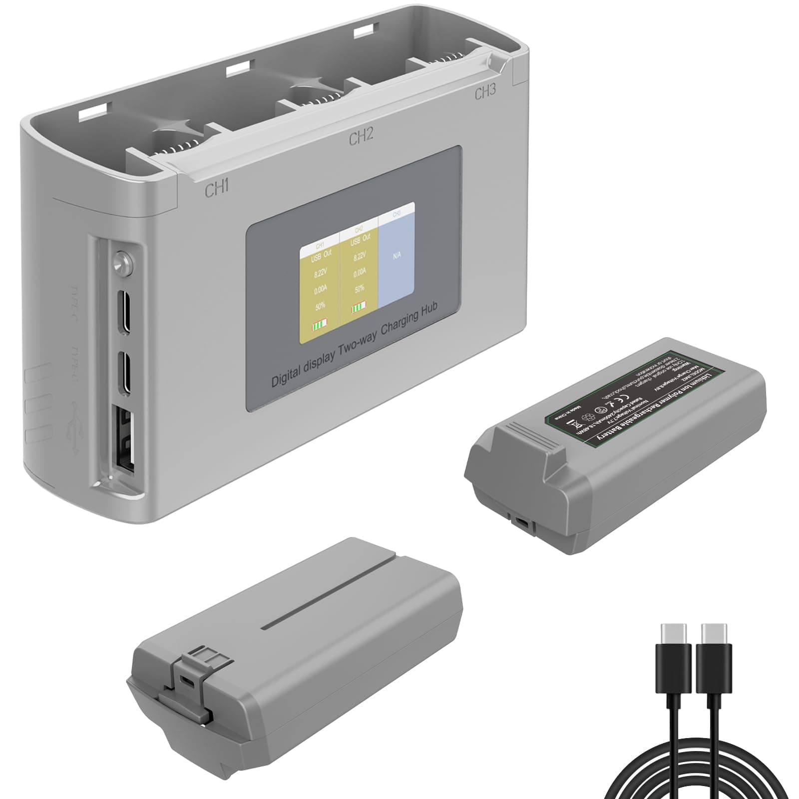 Mini 4K/Mini 2 Battery 2Pack with Charging Station, Intelligent Batteries for DJI Mini SE with Display Two-Way Charging Hub, 2400mAh 7.7V 31Mins Flight Time Rechargeable Battery