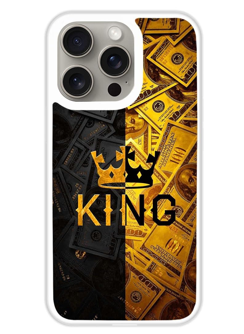 TheodorProtective Case Cover For APPLE IPHONE 15 Pro Max King Gold (White Bumper) Multicolour - MCWBIPH15PMA384