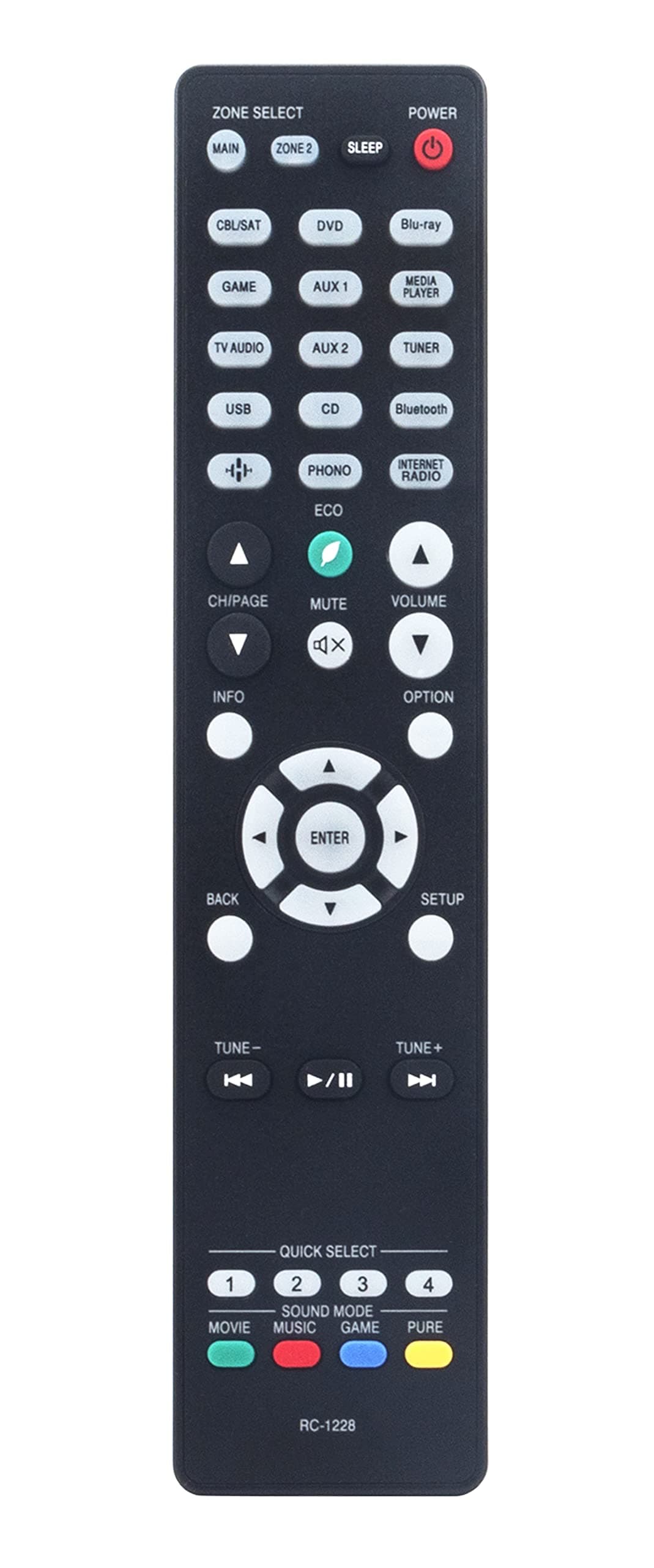 RC-1228 Remote Controller Replacement for Denon AV Receiver AVR-X1400H AVR-X1500H AVR-X1600H AVR-X2100W AVR-X2200W AVR-X2400H AVR-X2500H AVR-X2300W AVR-X2600H AVR-X3100W AVR-X3200W AVR-X3300W
