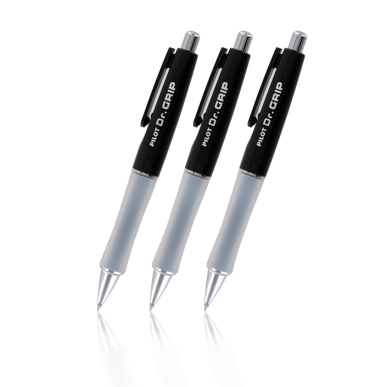 Dr.Grip Retractable Ball Point Pen, Medium Point, Black Ink - Pack of 3 (Black)
