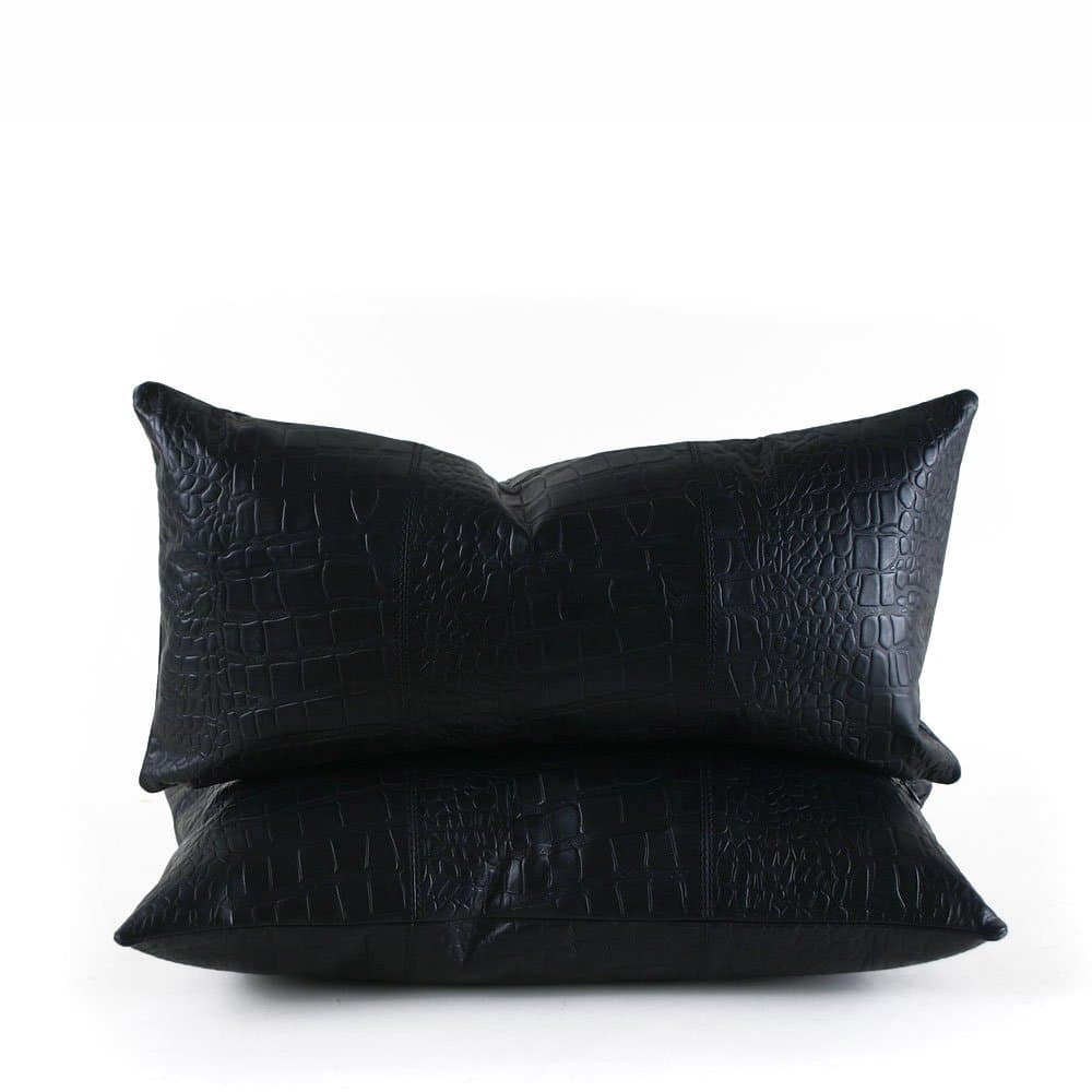 Outback Crocodile Pillow: Black