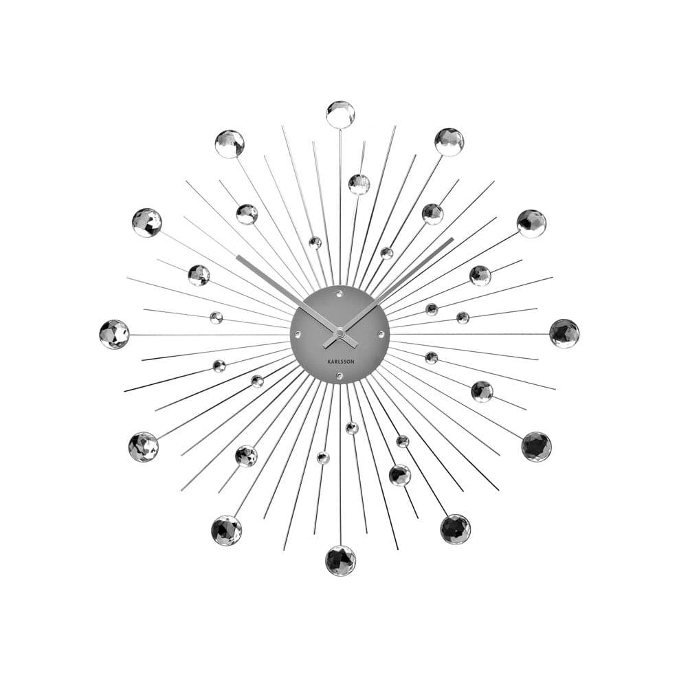 Karlsson Wall Clock Sunburst Crystal Large Silver