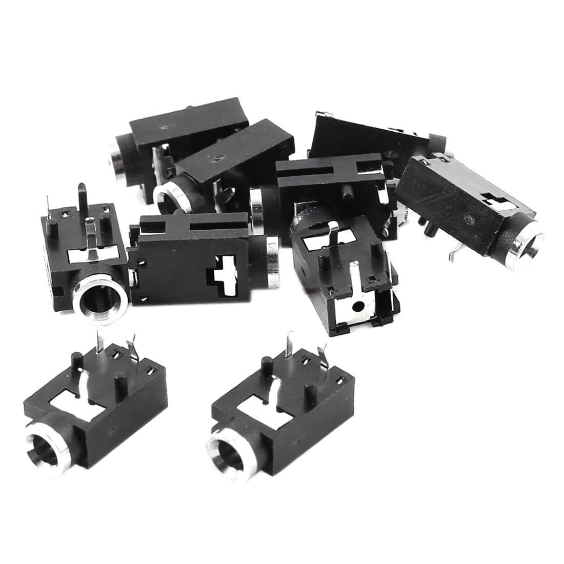 uxcell10pcs PCB Panel Mount 3 Pins 3.5mm Female Socket Mono Headphone Jack