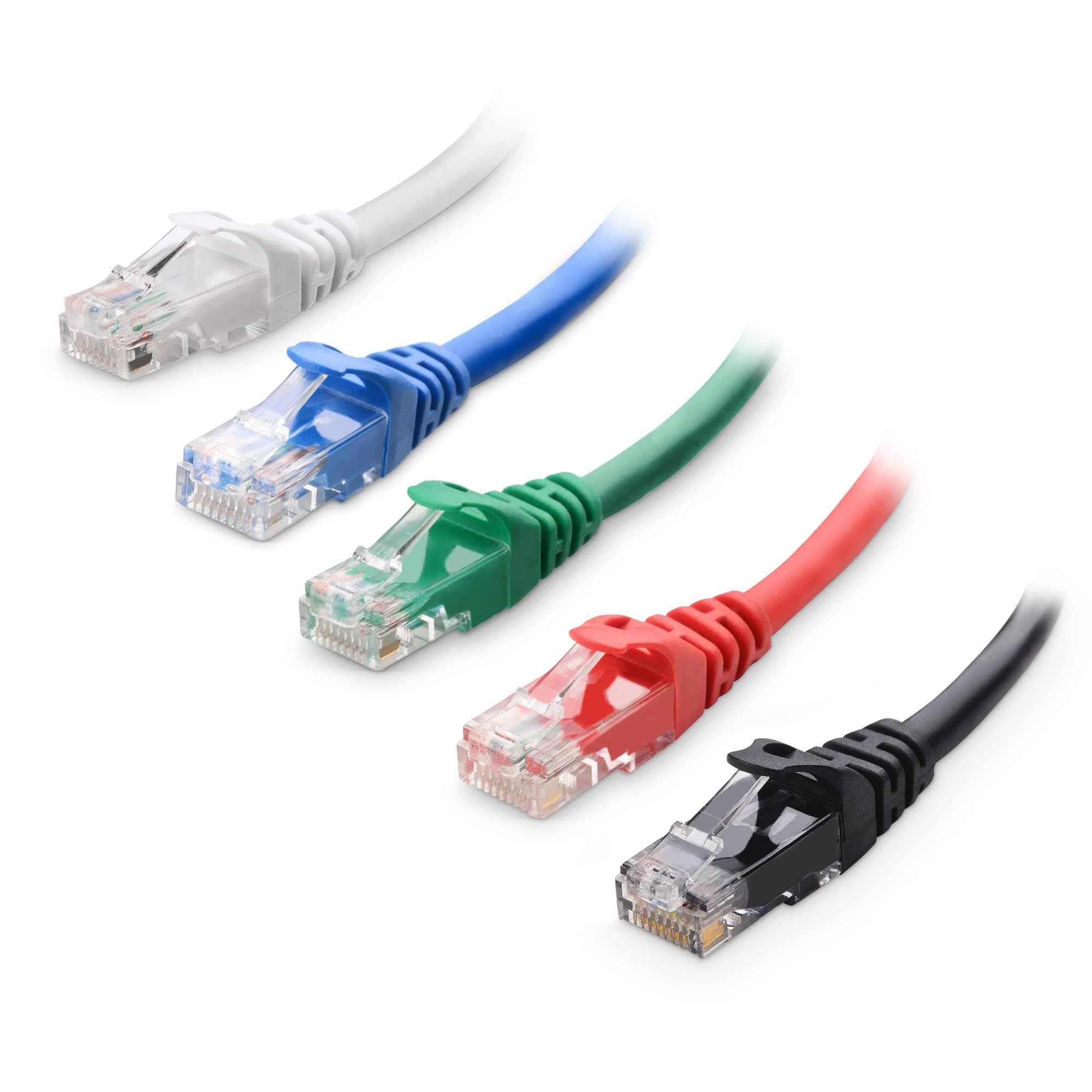 Cable Matters® 5-Color Combo, Cat6 Snagless Ethernet Patch Cable in Black, Blue, White, Red, and Green 3 Feet