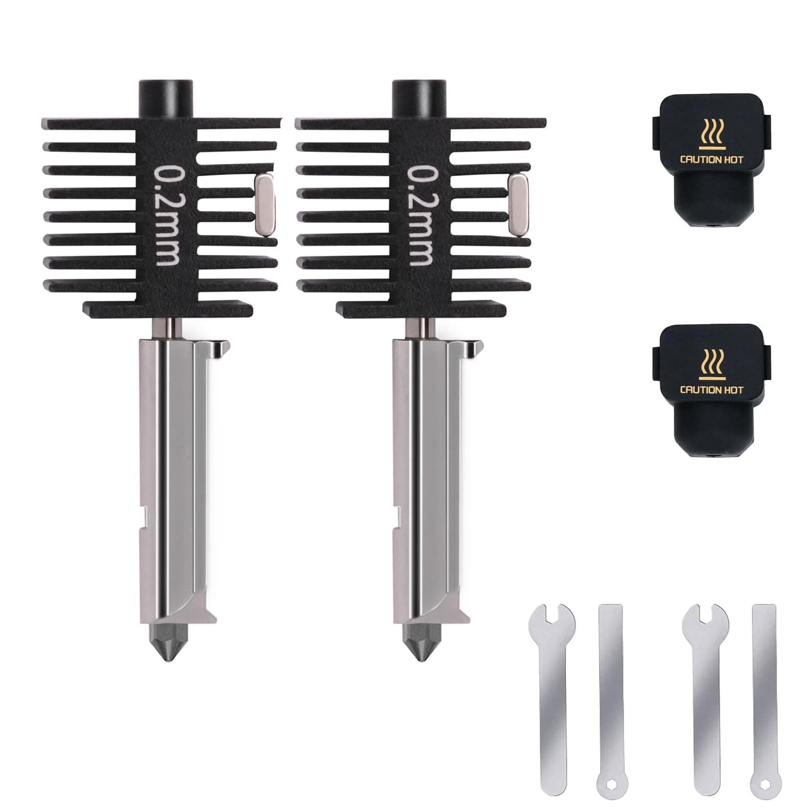 2PCS A1 Mini Upgrade Hotend Kit, 3D Printer Print Head Hot End Heating Block Kit with 0.2 mm Hardened Steel Nozzle and Silicone Socks for Bambu Lab A1/A1 Mini