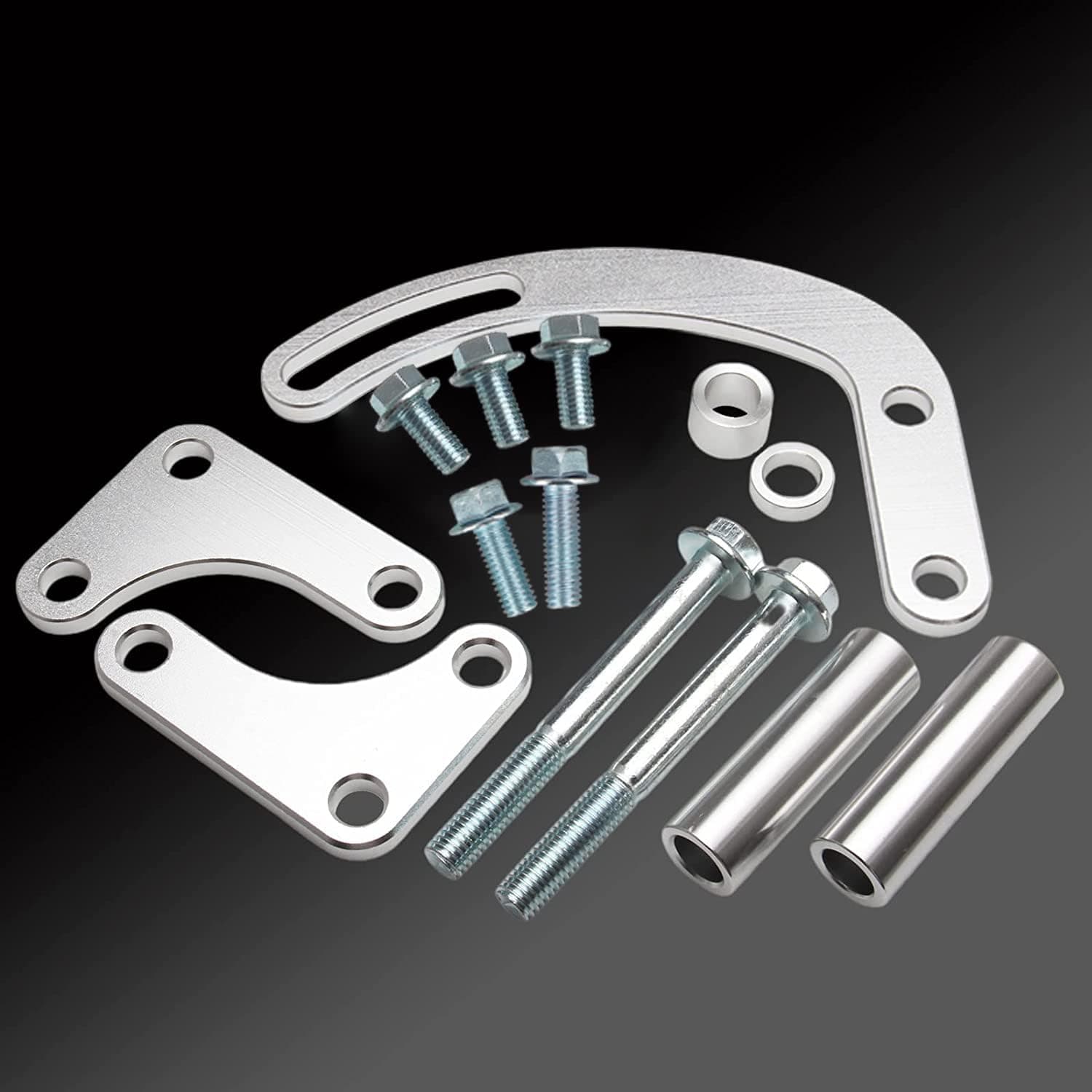 For SBC Power Steering Pump Bracket Adjustable Compatible with Chevy 350 Small Block LWP Long Water Pump