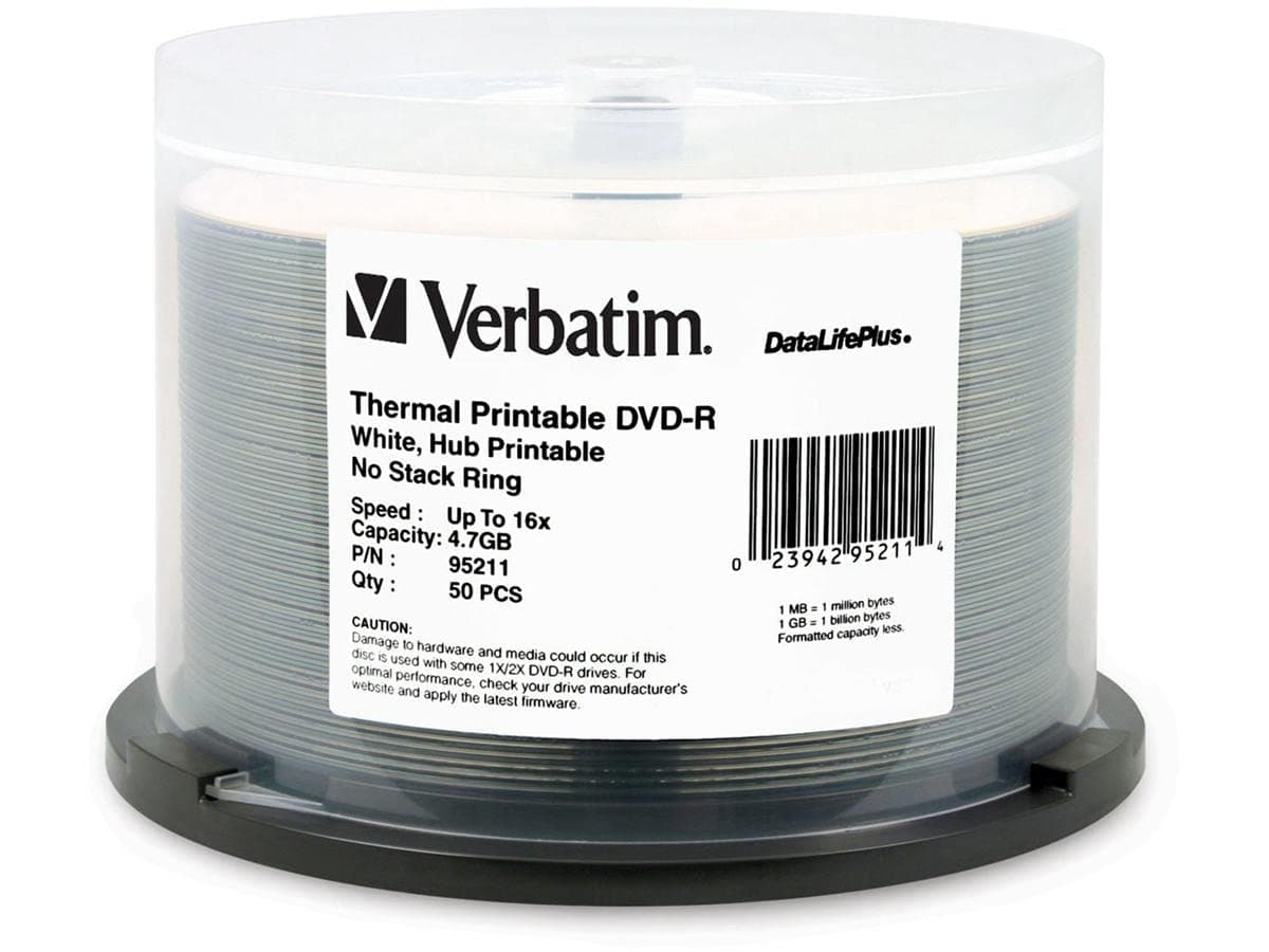 Verbatim95211 DVD-R Optical Disc, White