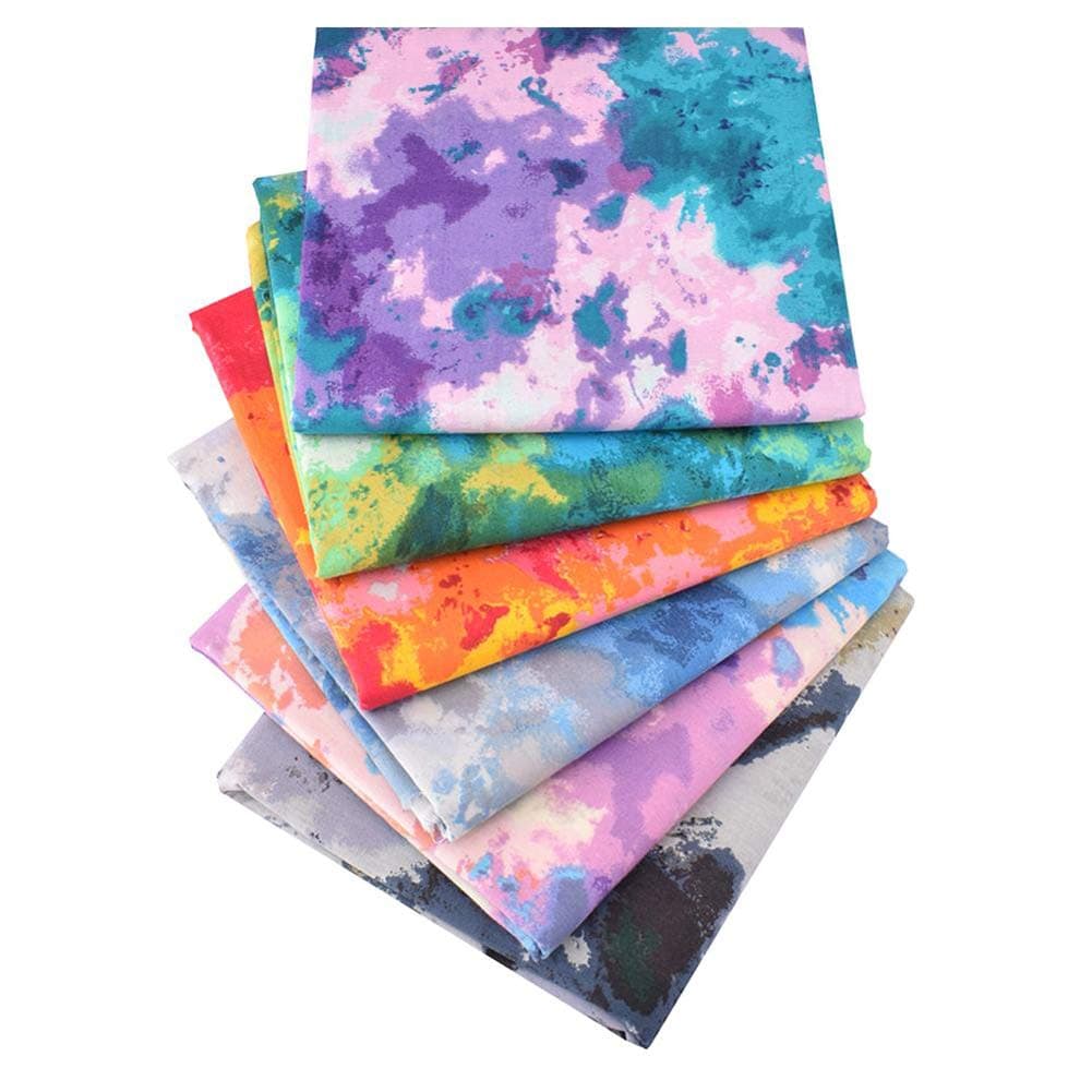 Fat Quarters Fabric Bundles, 6 Pcs 100% Cotton 20” x 16” (50cmx40cm) Precut Quilting Fabric Squares Sheets for DIY Patchwork Sewing Quilting Crafting, No Repeat Design (Batik Pattern)