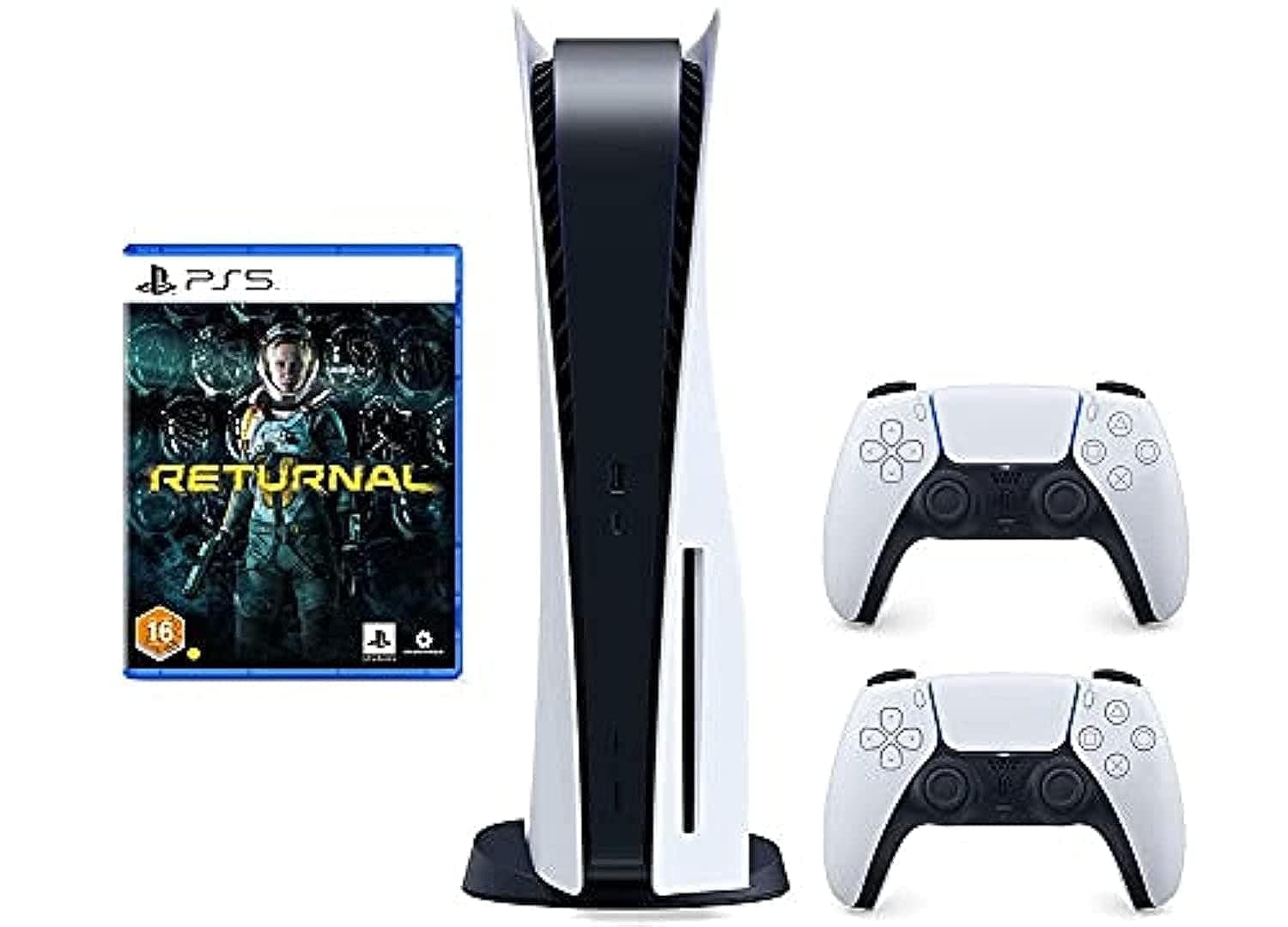 PlayStation 5 Disc Console Bundle with Extra DualSense Controller White and PS5 Returnal Game (UAE Version)