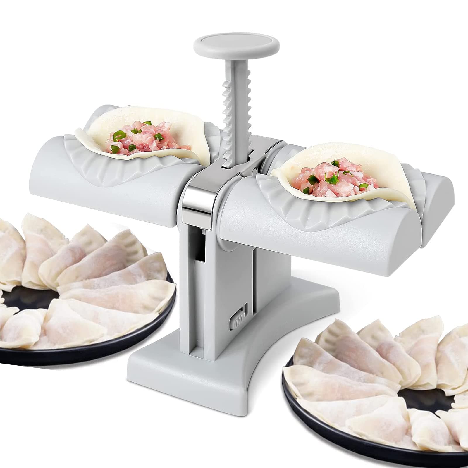 EYNSCOENDumpling Maker, Magic Dumpling Maker Kit, Dumpling Skin Maker Molds, Double Head Automatic Dumpling Maker Manual Dumpling Maker Mould Set Tool For Home, Kitchen Accessories