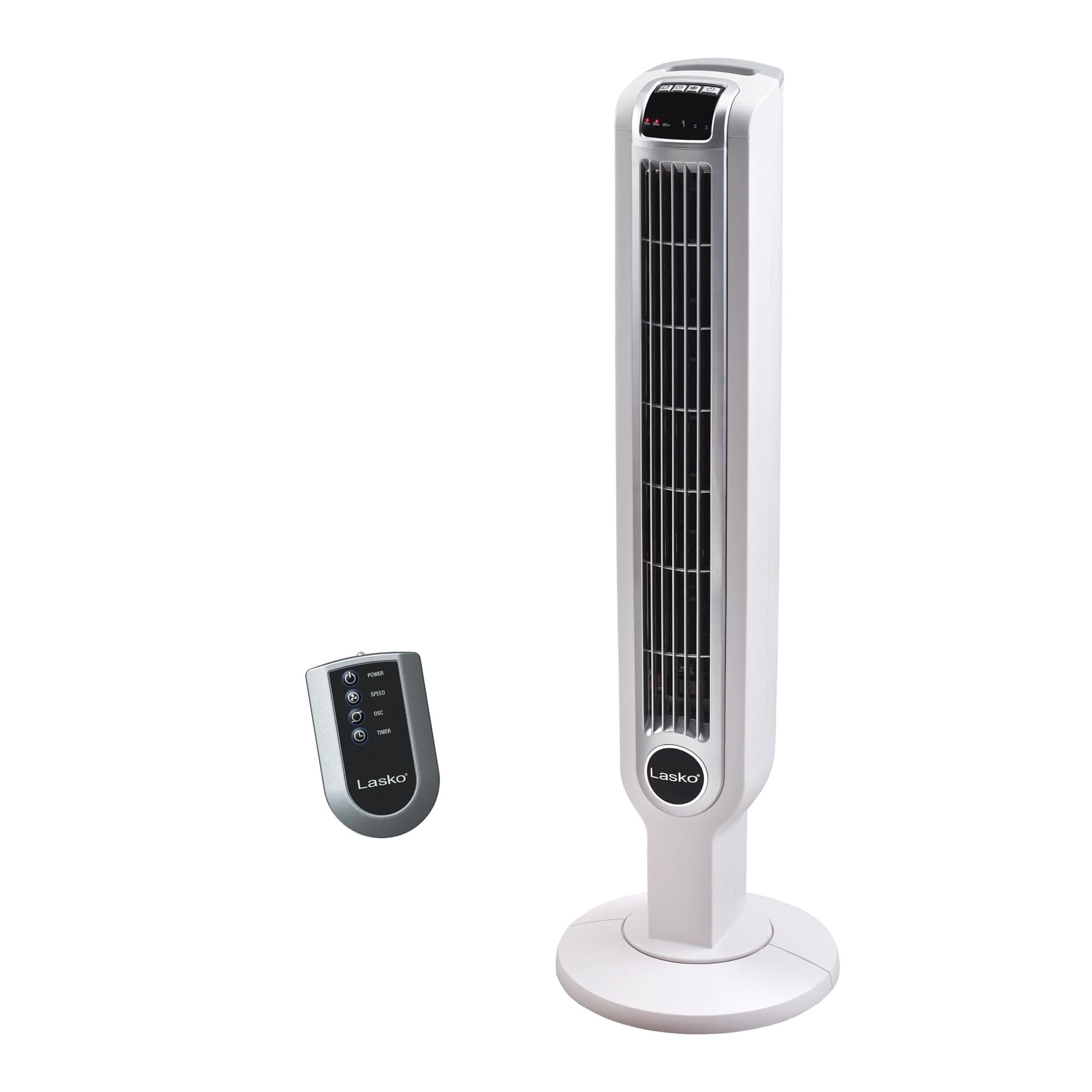 Oscillating Tower Fan with Remote Control, 3 Quiet Speeds, Timer for Bedroom, Kitchen, Office Use, White, 36" 2510