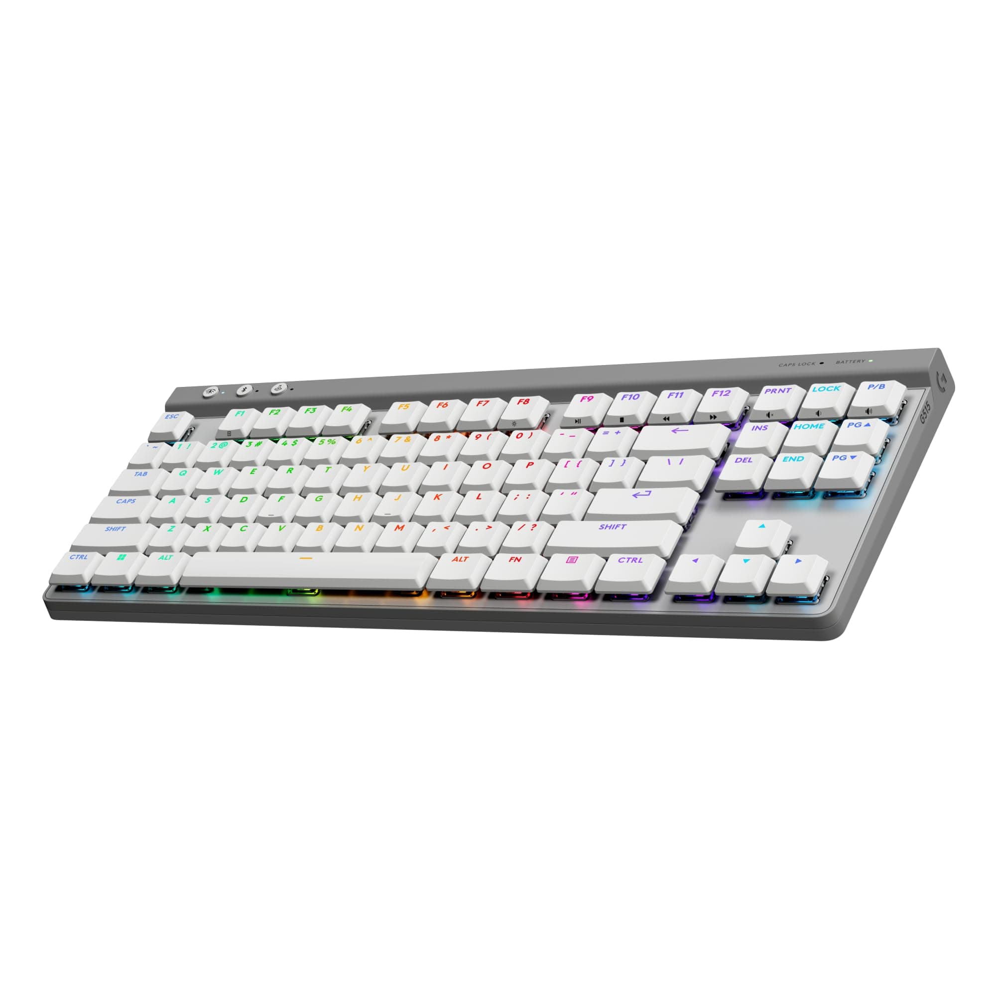 Logitech G515 Lightspeed TKL Low Profile Wireless Gaming Keyboard, LIGHTSYNC RGB, Thin Tenkeyless Design, PBT Keycaps, Tactile (Brown) Mechanical Switches - White