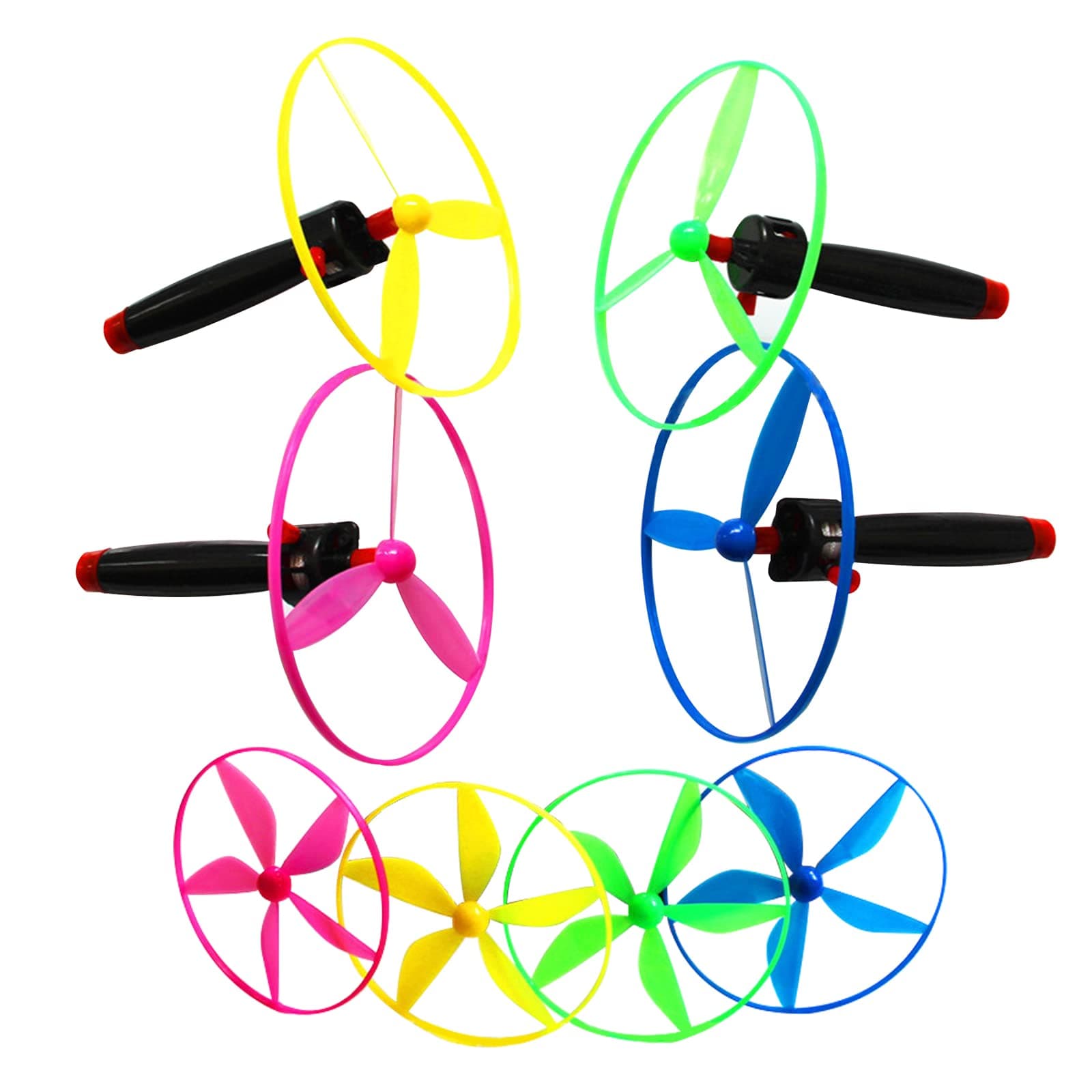 4 Pcs Flying Saucer Environmentally Propeller Game Pull String Outdoor Toys for Indoor Garden Playground