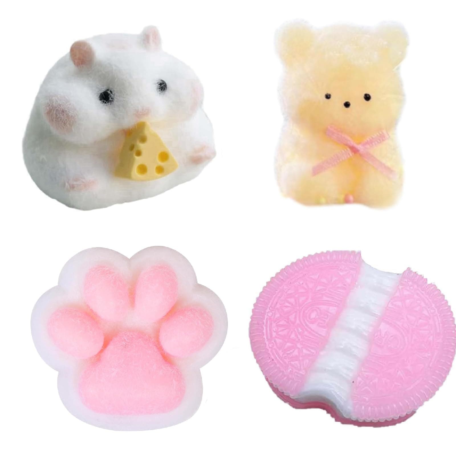 4 PCS Taba Squishy Kit, Taba Squishy, Fufu Squishy, Taba Squishy Paw, Hamster Toys, Squishy Hamster, Stress Relief Squishy Toys, Sensory Fidget Toys, Party Bag Fillers for Adult ﻿